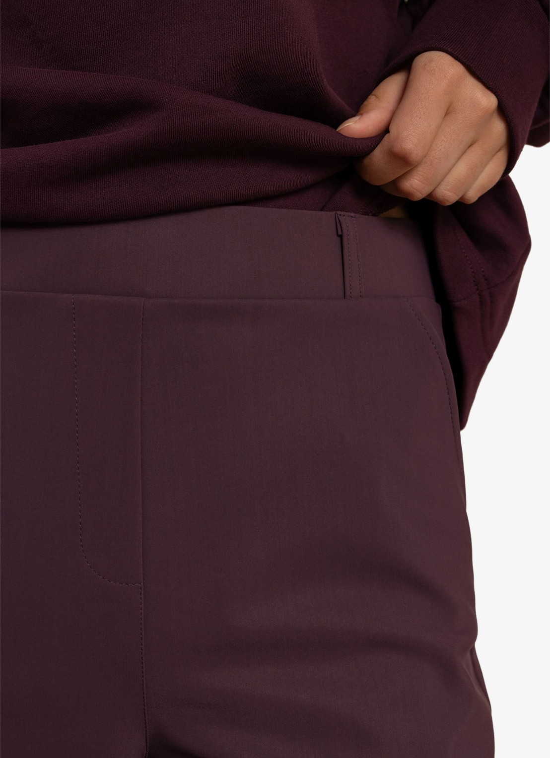 Studio Anneloes Lexie bonded trousers - detail 4 aubergine