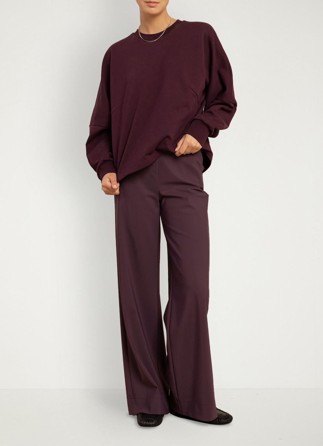 Studio Anneloes Lexie bonded trousers - voorkant 2 aubergine