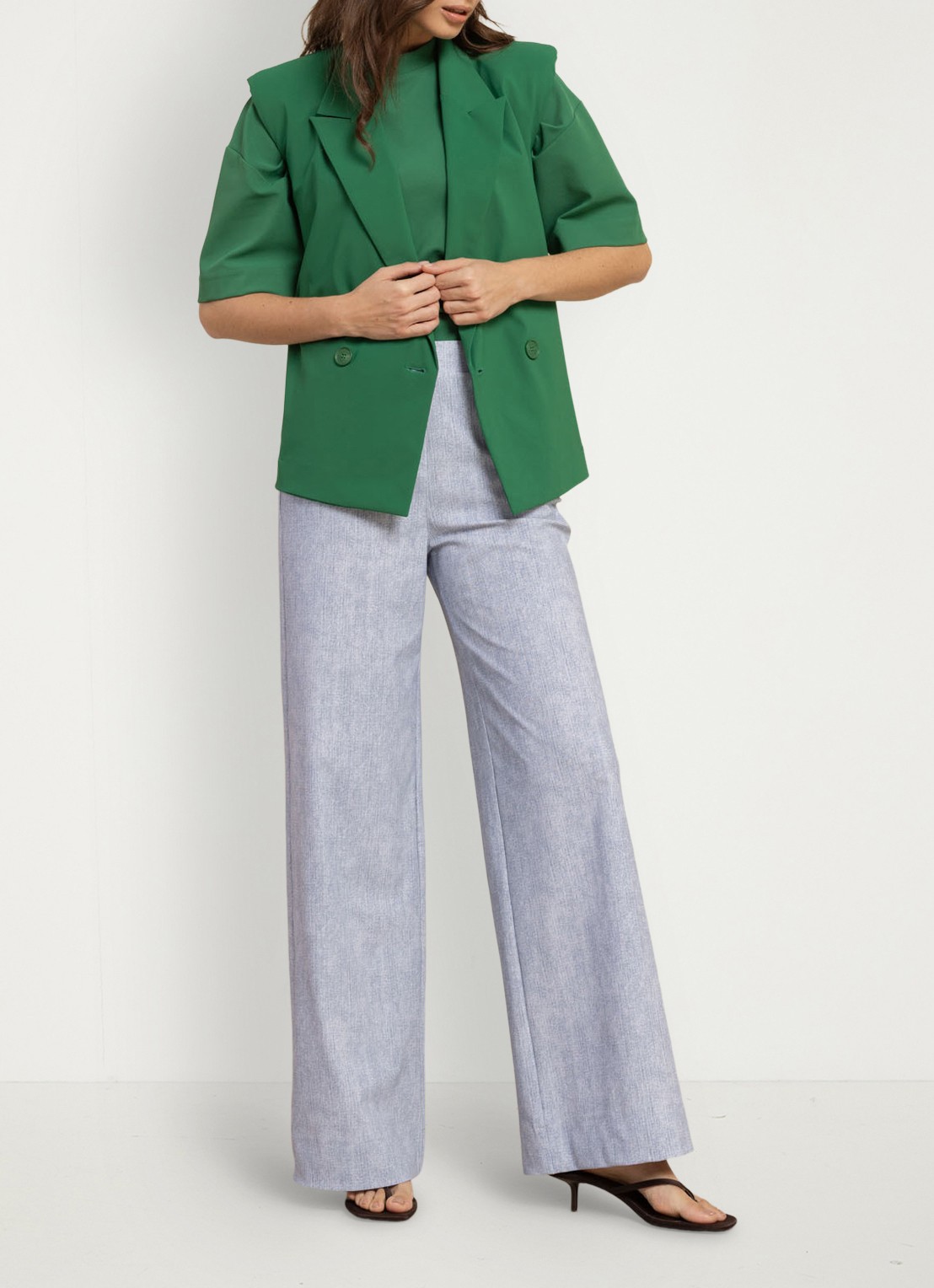 Studio Anneloes Lexie high waist loose fit pantalon met steekzakken - voorkant 2 blauw