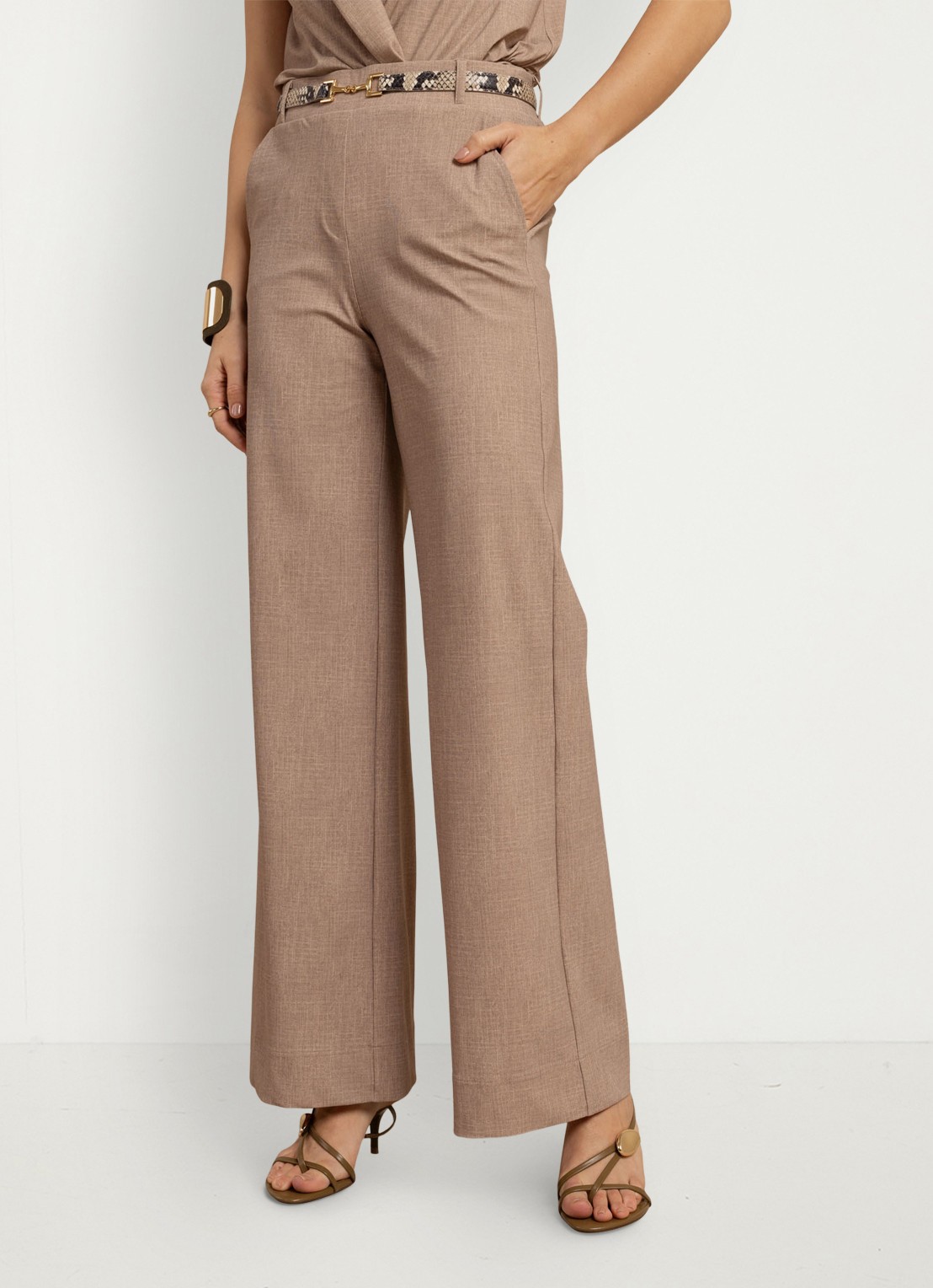 Studio Anneloes Lexie high waist loose fit pantalon met steekzakken - detail 4 lichtbruin