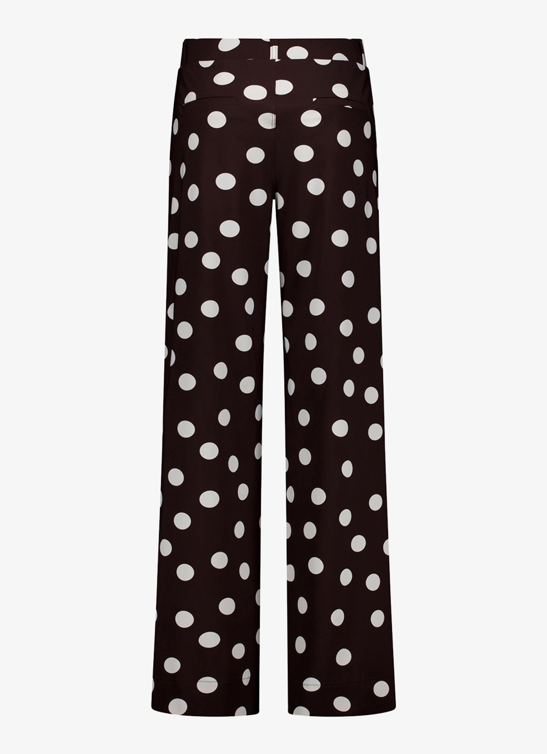 Studio Anneloes Lexie high waist wide fit broek met steekzakken en stippenprint - achterkant 4 bruin