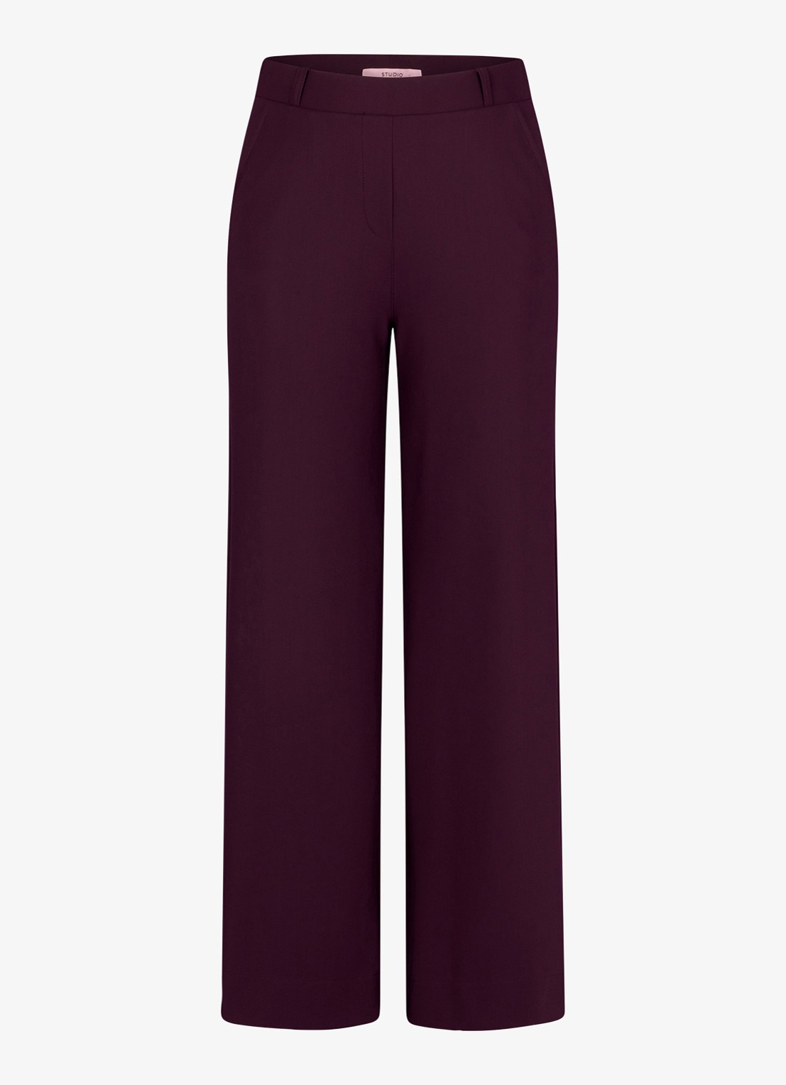 Studio Anneloes Lexie high waist wide fit pantalon met steekzakken - voorkant aubergine