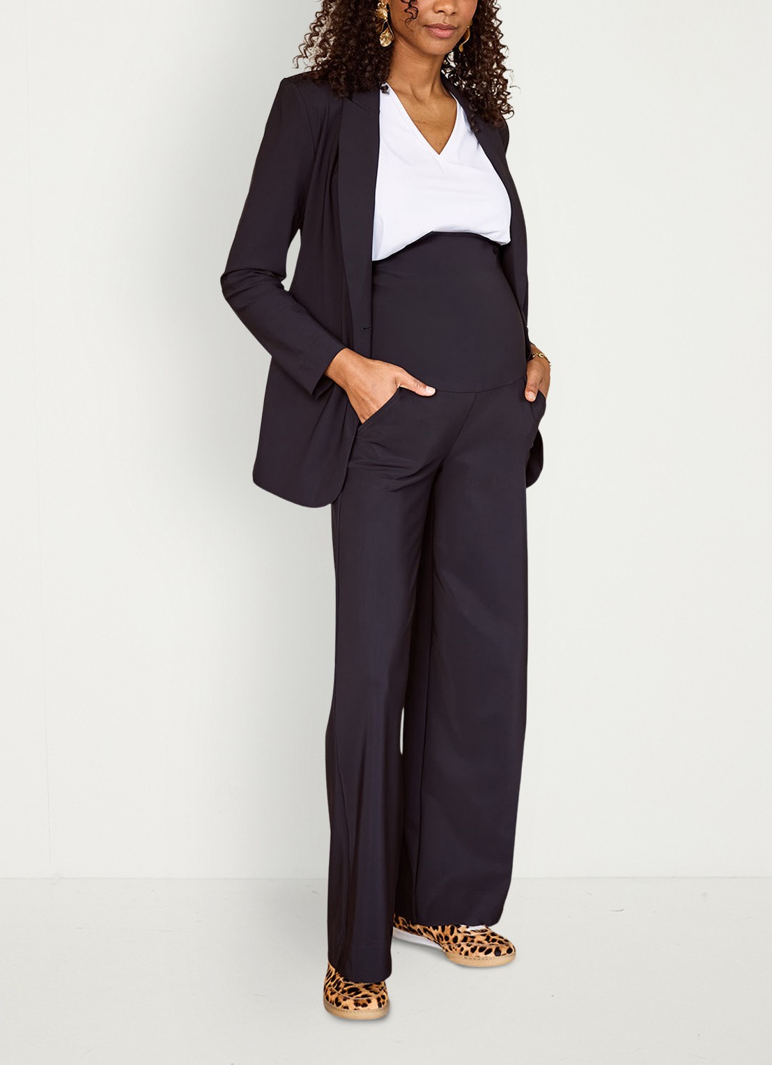 Studio Anneloes Lexie high waist wide fit pantalon met steekzakken - voorkant 3 zwart