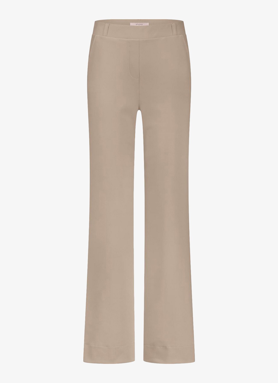 Studio Anneloes Lexie high waist wide fit pantalon met steekzakken - voorkant lichtbruin
