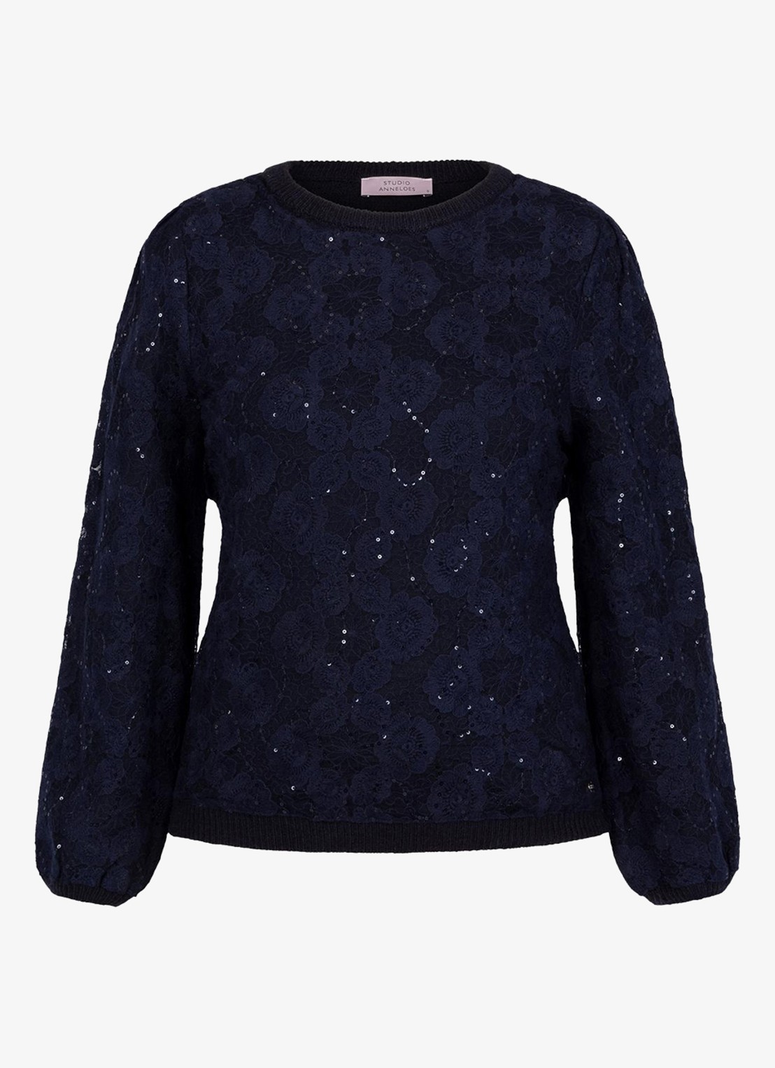 Studio Anneloes Lica pullover met pailletten - voorkant blauw