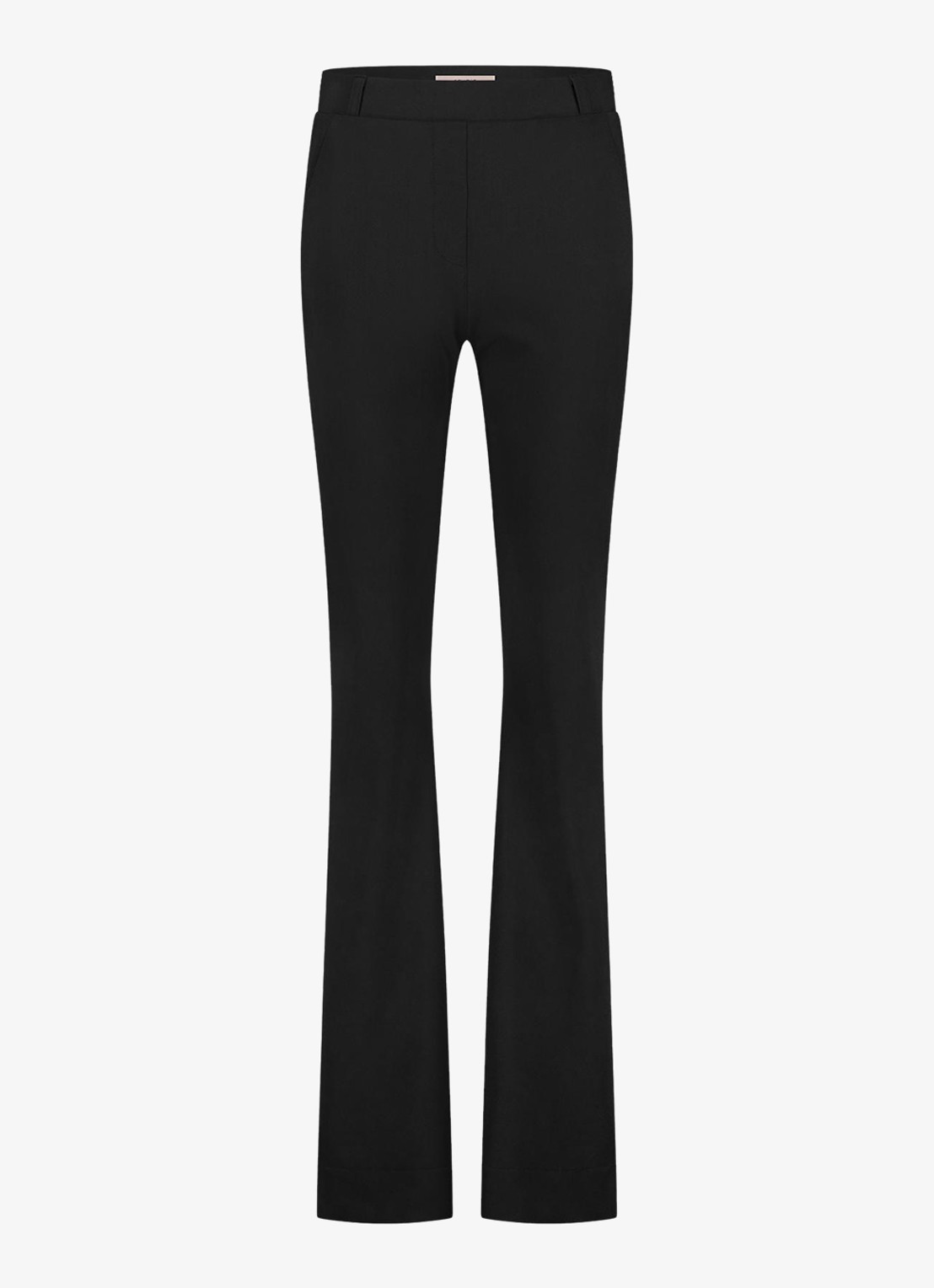 Studio Anneloes Long high waist flared fit broek met steekzakken - voorkant 4 zwart