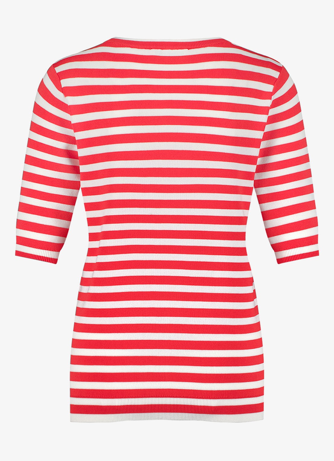 Studio Anneloes Luna fijngebreide pullover met streepprint - achterkant 2 koraal