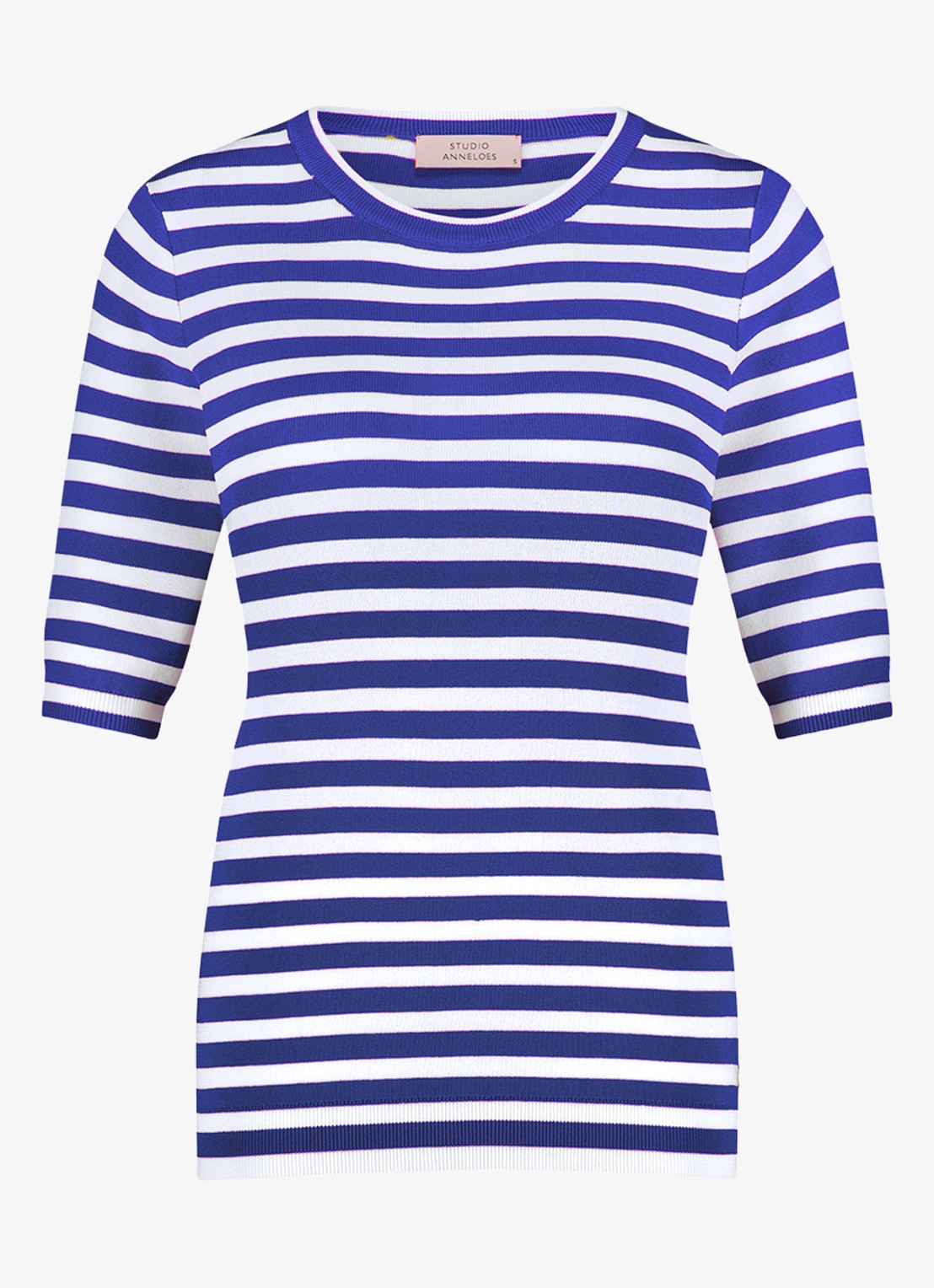 Studio Anneloes Luna fijngebreide pullover met streepprint - voorkant 2 blauw