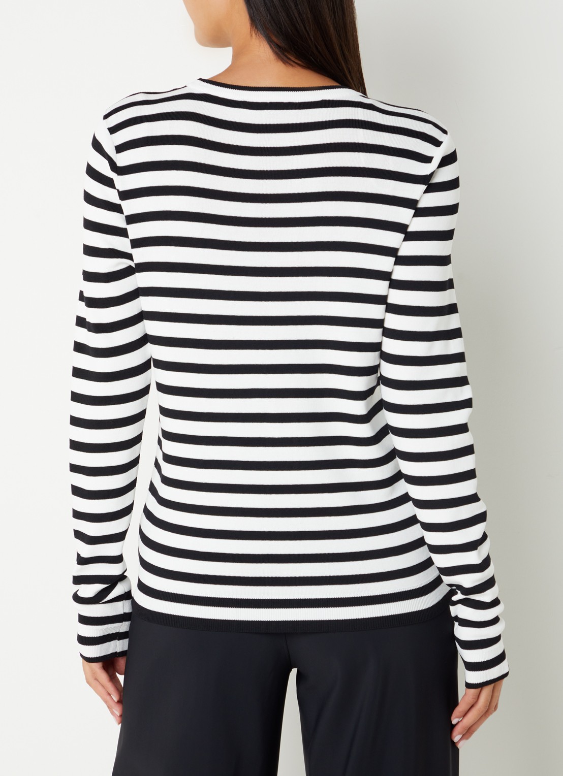 Studio Anneloes Luna fijngebreide pullover met streepprint  - achterkant 2 gebroken wit