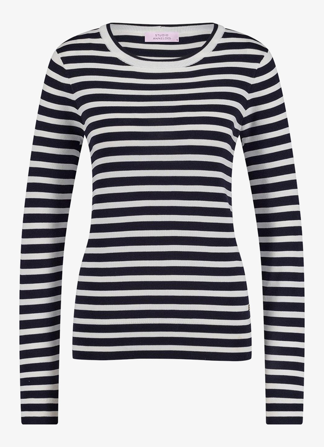 Studio Anneloes Luna longsleeve met streepprint - voorkant 5 zwart