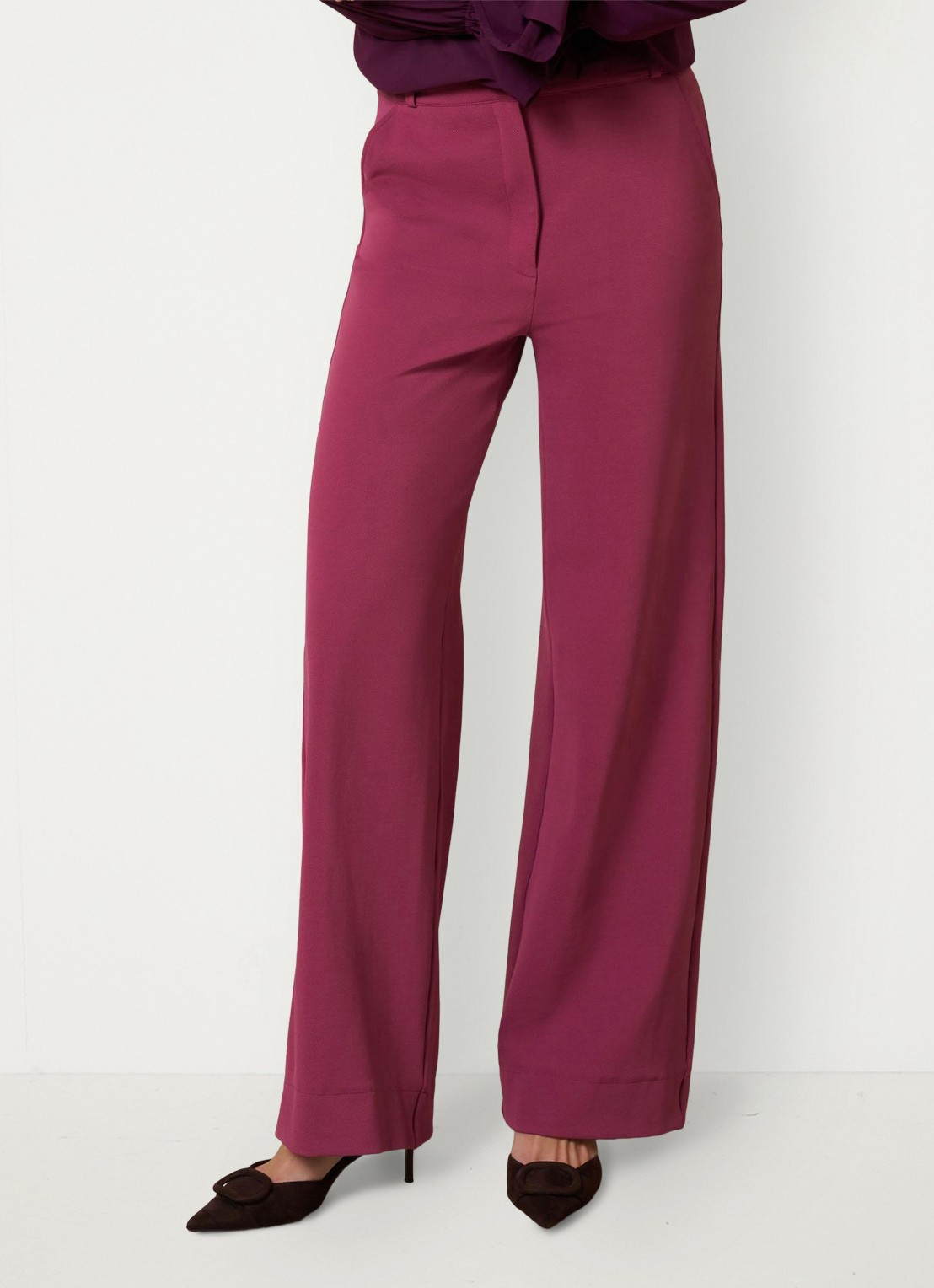 Studio Anneloes Luz high waist loose fit pantalon met steekzakken - detail roze