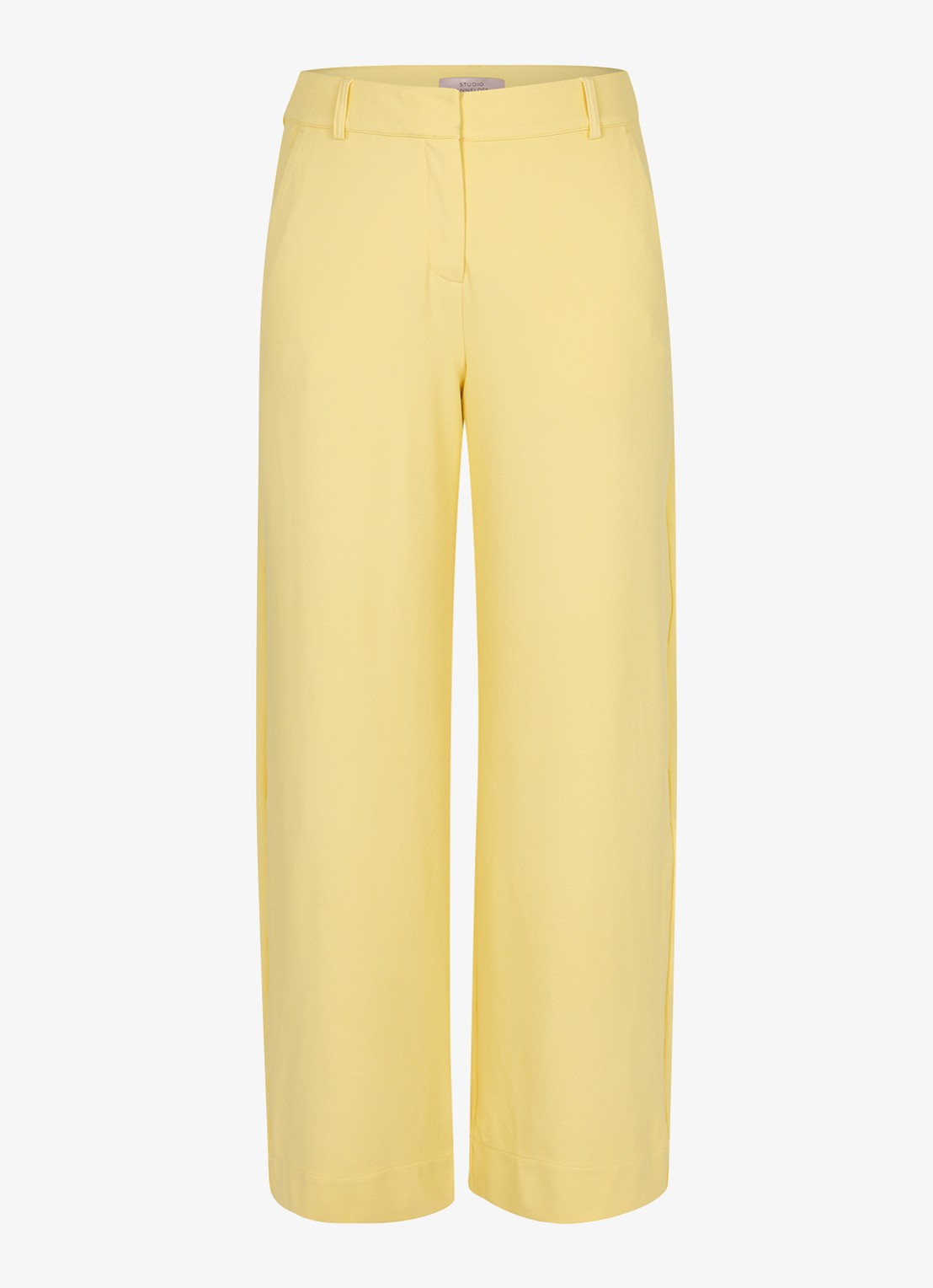 Studio Anneloes Luz high waist loose fit pantalon met steekzakken - voorkant lichtgeel