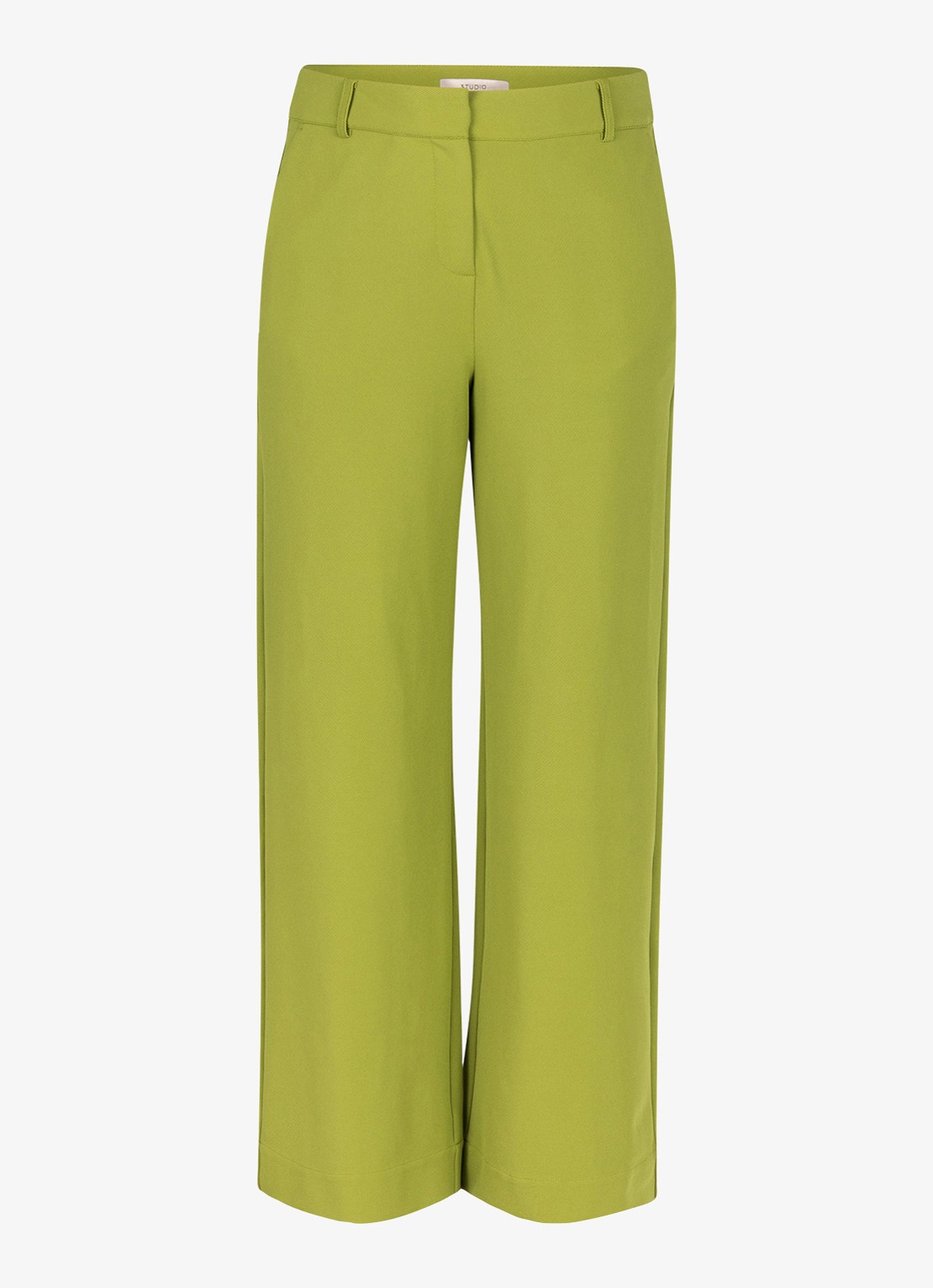 Studio Anneloes Luz high waist wide fit pantalon met steekzakken - voorkant groen