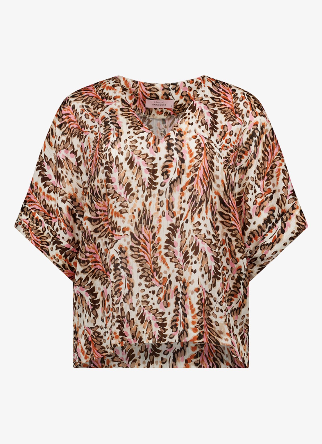 Studio Anneloes Madison top met grafische print - voorkant 3 bruin
