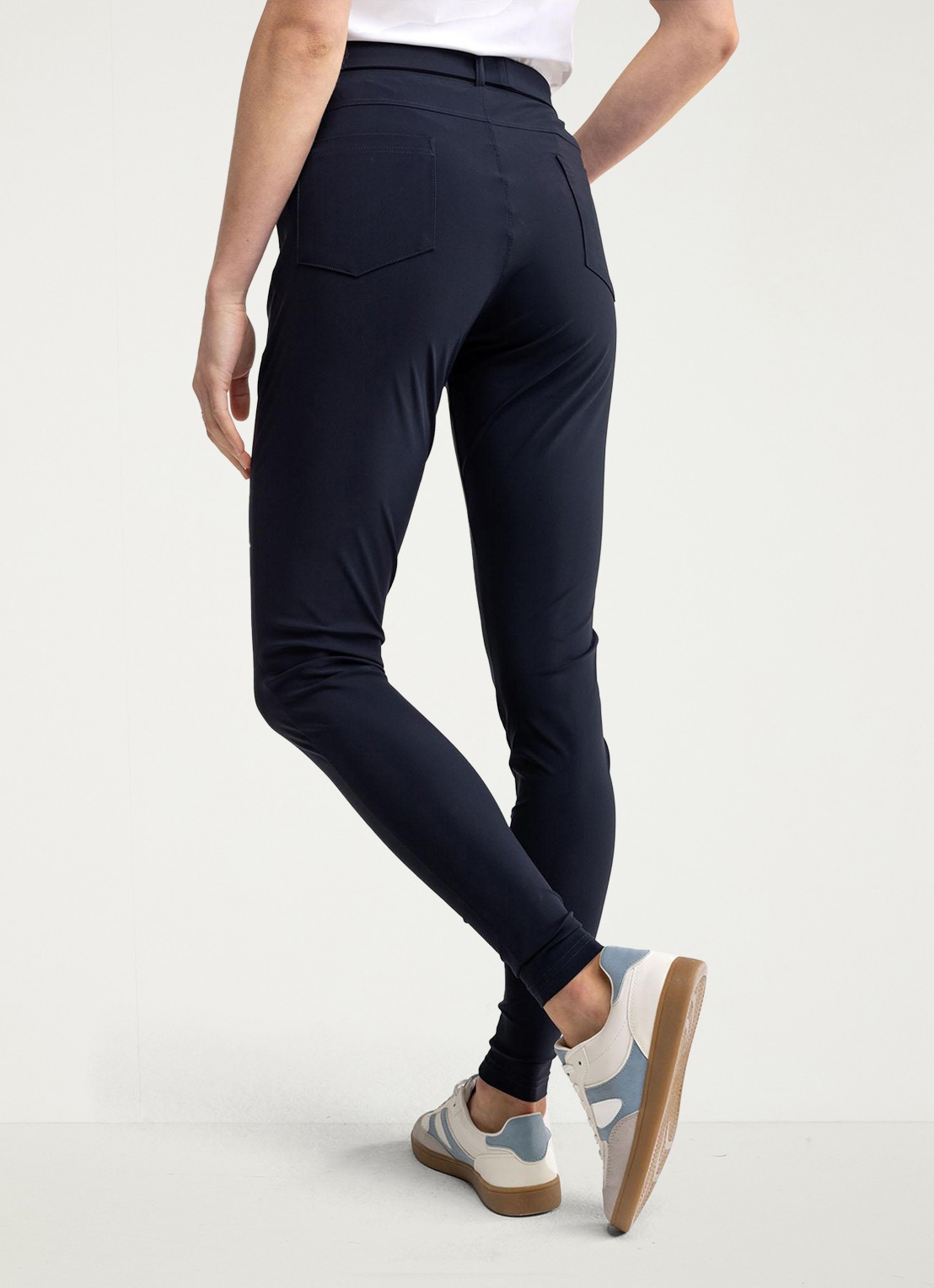 Studio Anneloes Margot high waist skinny fit broek met steekzakken - achterkant 3 donkerblauw