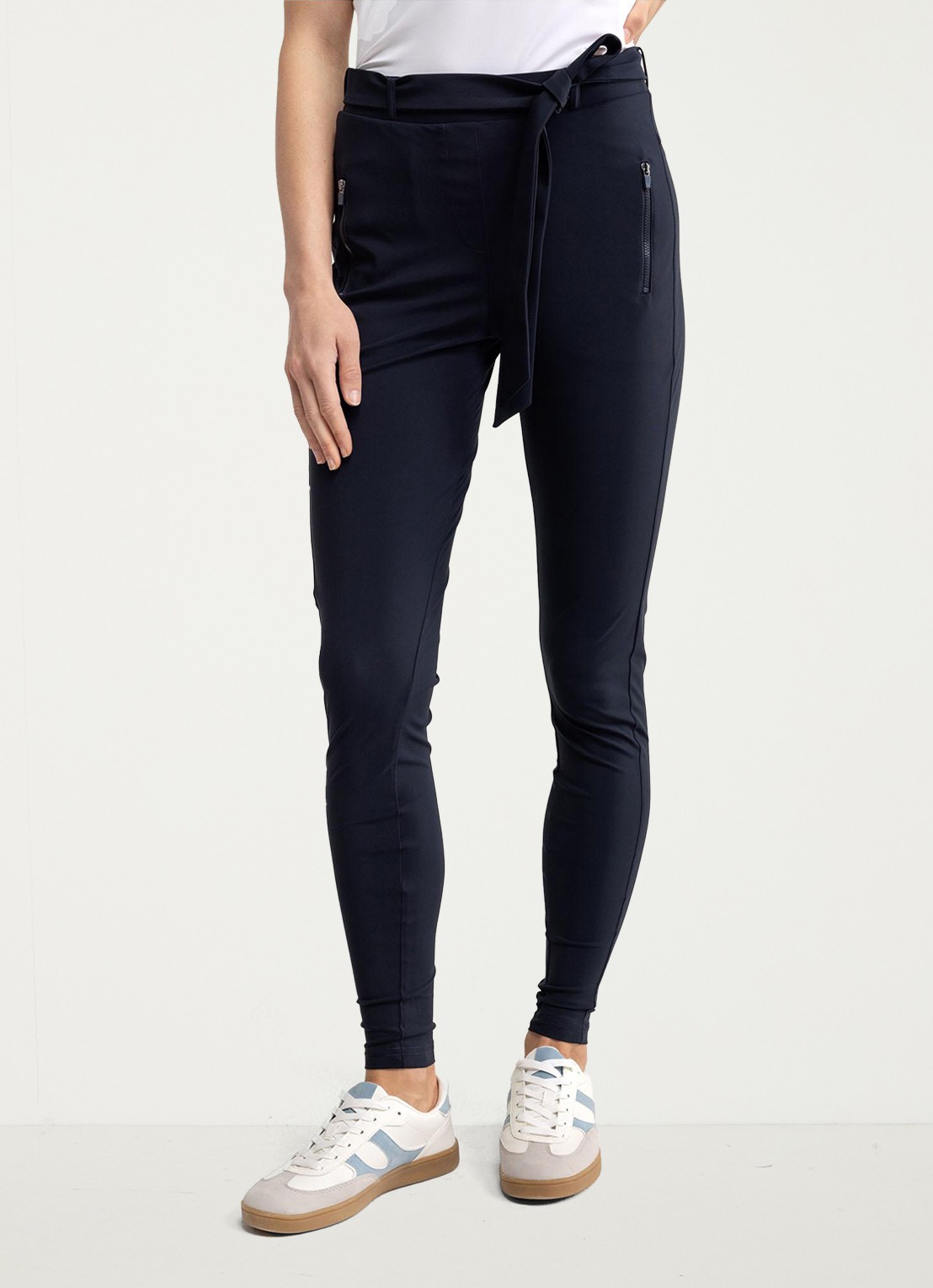 Studio Anneloes Margot high waist skinny fit broek met steekzakken - detail 4 donkerblauw