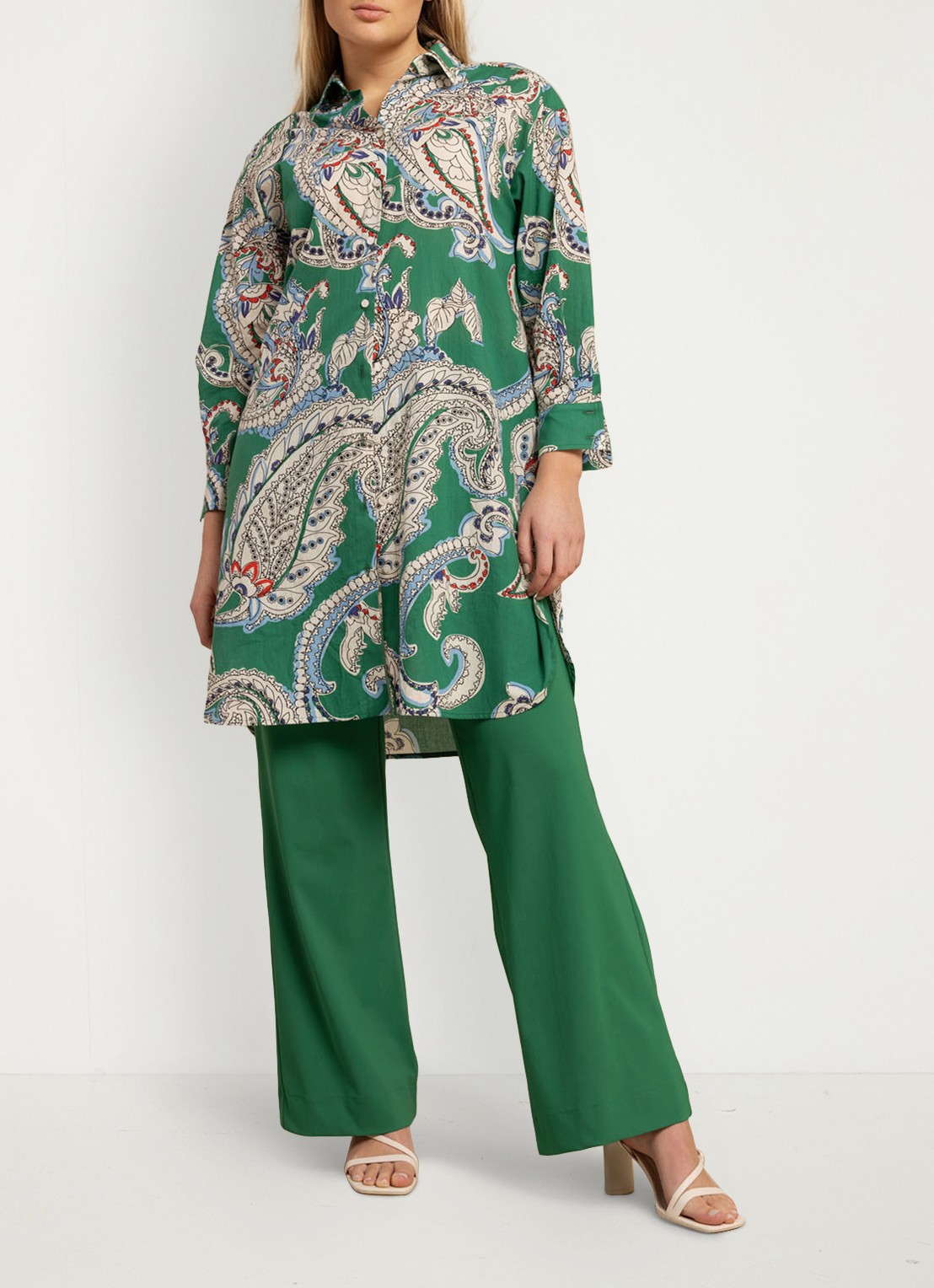 Studio Anneloes Marilon high waist loose fit pantalon met steekzakken - detail 2 groen