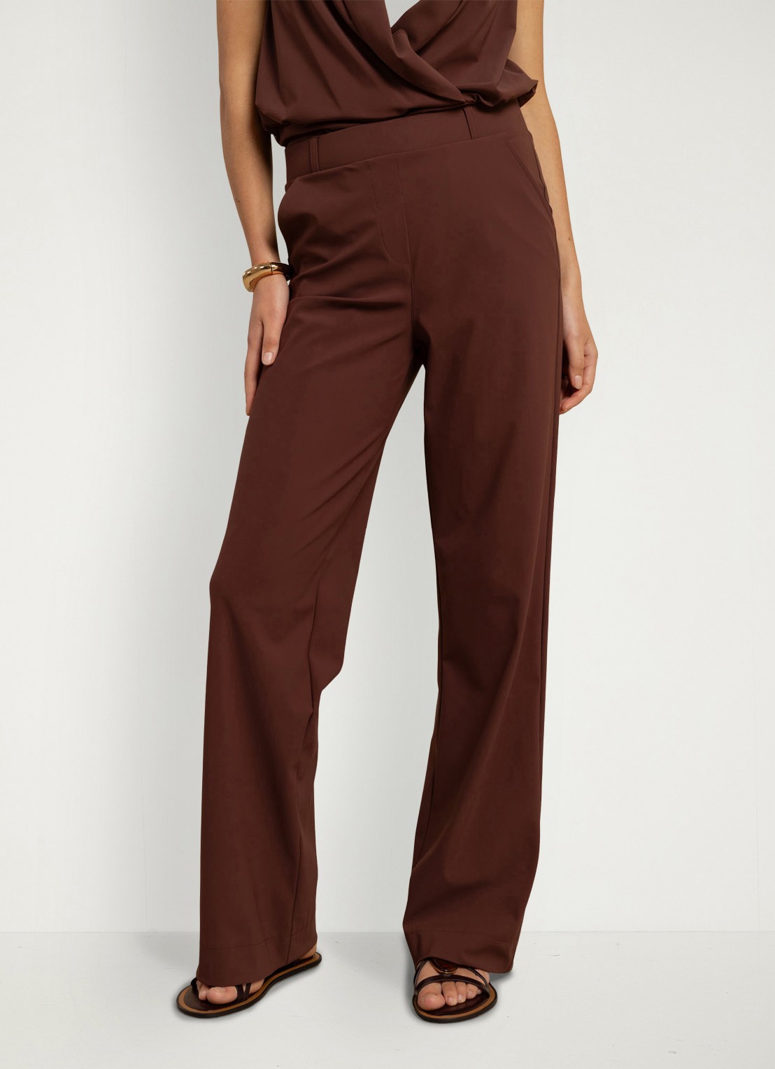 Studio Anneloes Marilon high waist loose fit pantalon met steekzakken - detail 3 bordeauxrood
