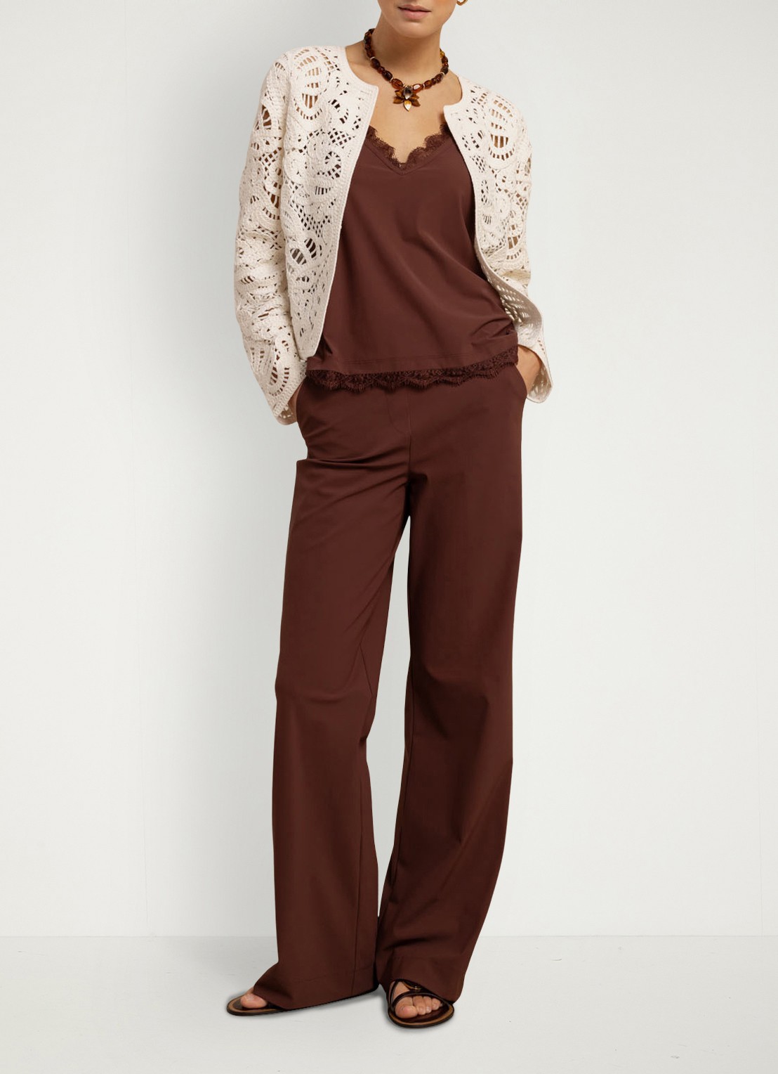 Studio Anneloes Marilon high waist loose fit pantalon met steekzakken - detail 4 bordeauxrood