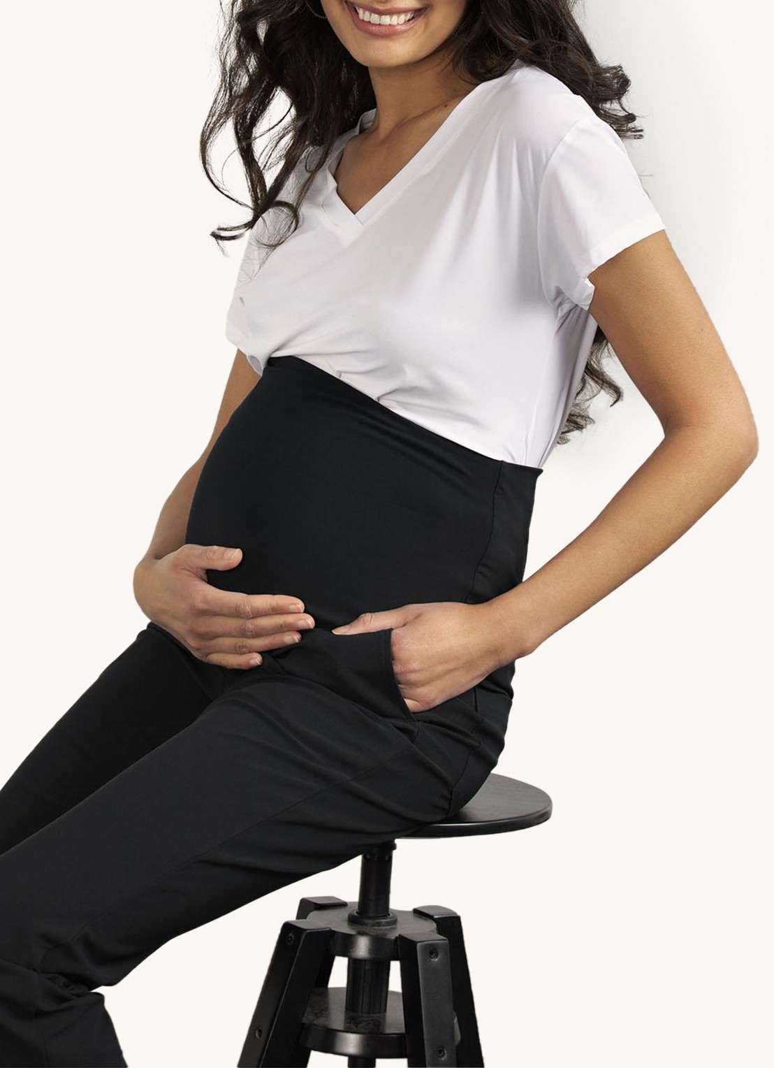 Studio Anneloes Maternity mid waist flared fit zwangerschapsbroek - detail 3 zwart
