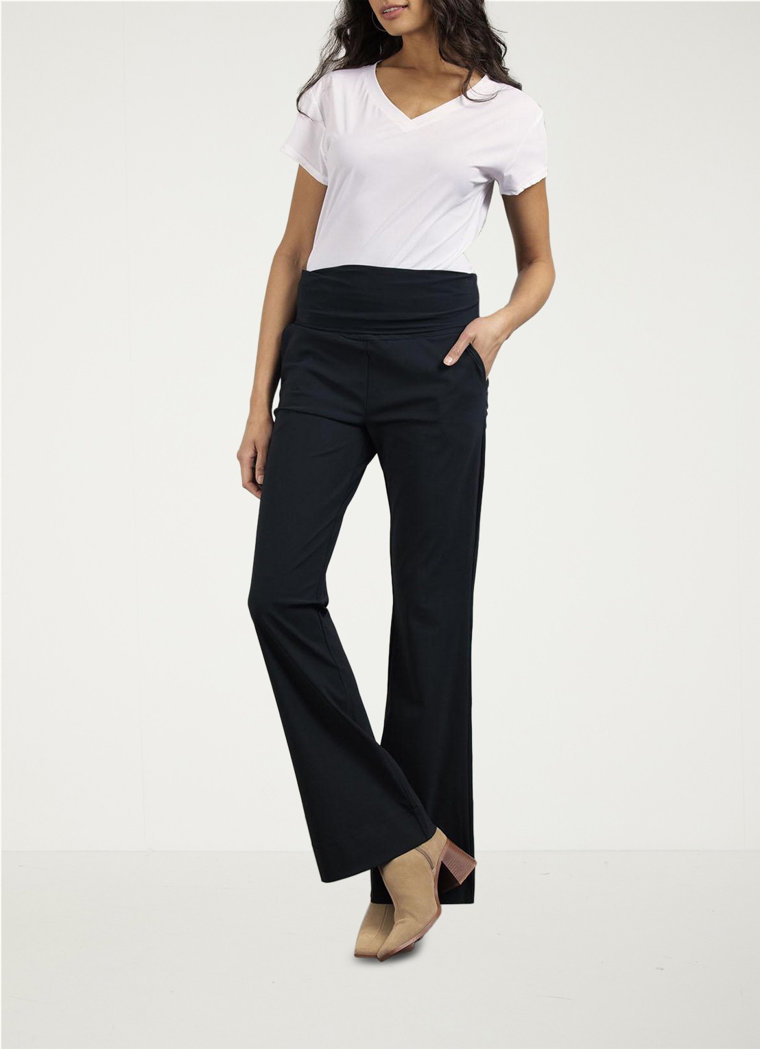Studio Anneloes Maternity mid waist flared fit zwangerschapsbroek - voorkant 2 zwart