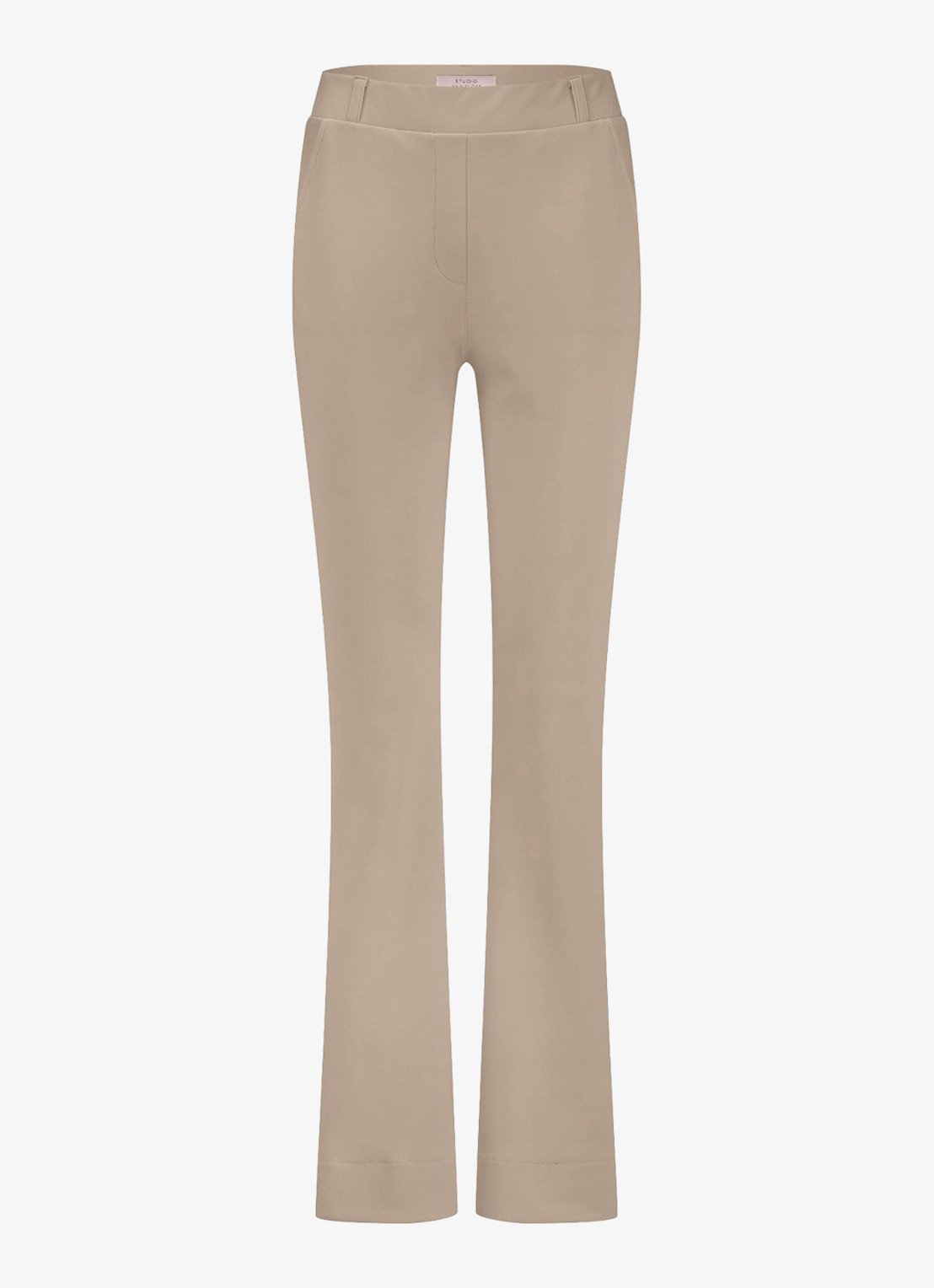 Studio Anneloes Mid waist flared broek met steekzakken - voorkant lichtbruin