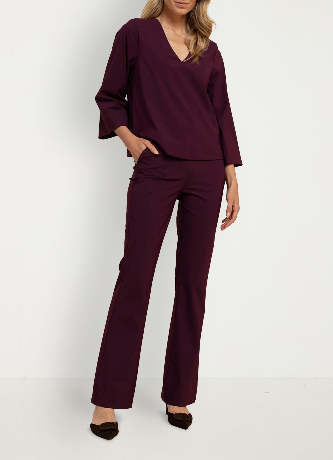 Studio Anneloes Mid waist flared fit pantalon - detail 3 violet
