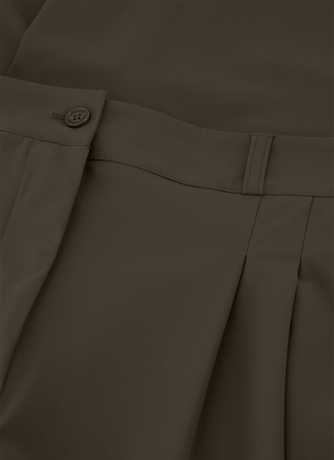 Studio Anneloes Mid waist loose fit pantalon - detail 3 legergroen