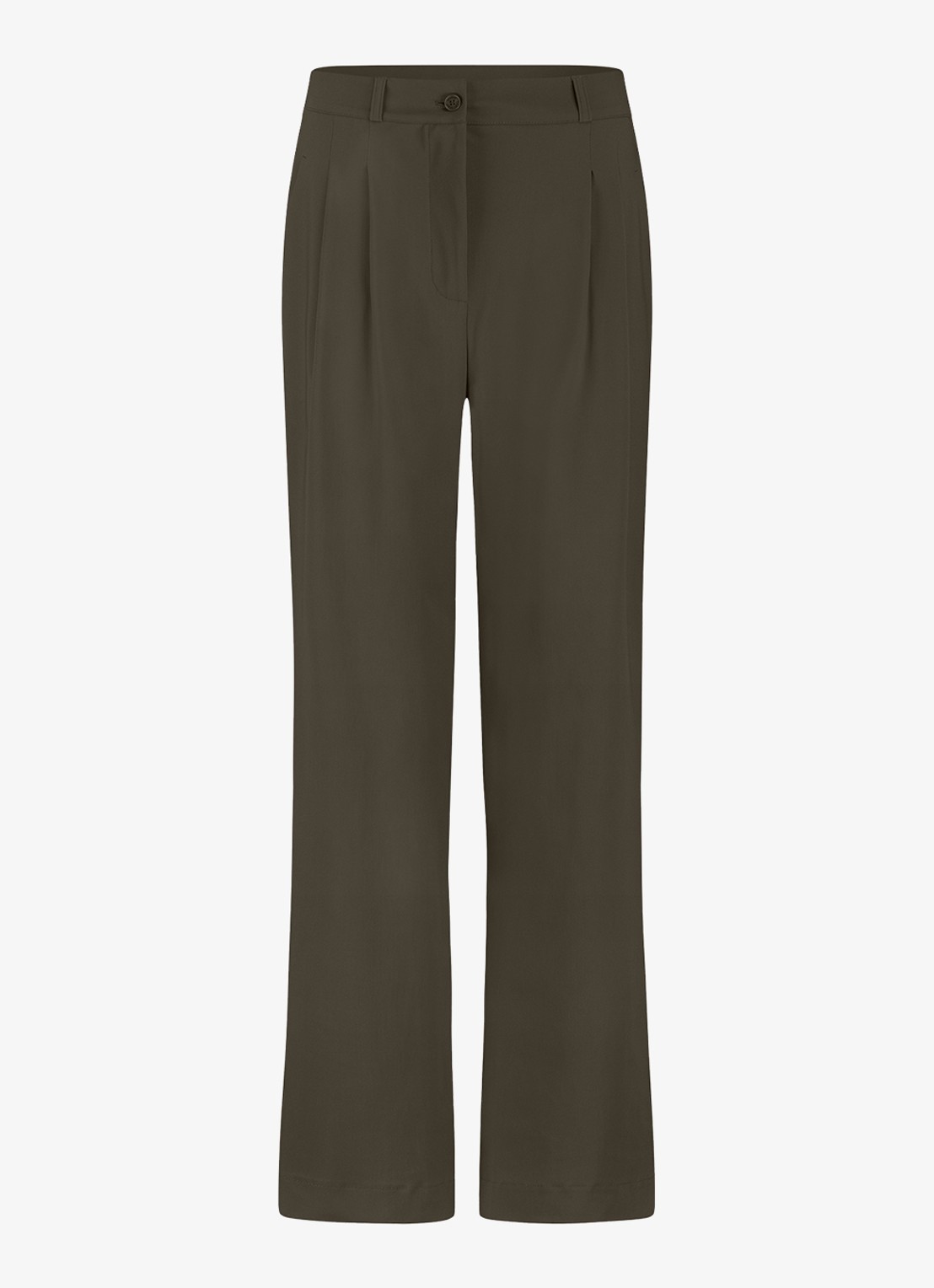 Studio Anneloes Mid waist loose fit pantalon - voorkant legergroen