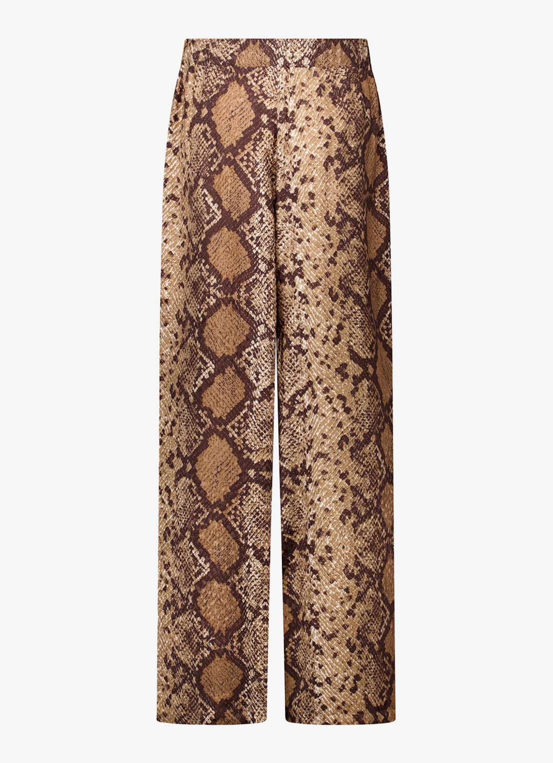 Studio Anneloes Mienke high waist wide fit pantalon met slangenprint - achterkant bruin
