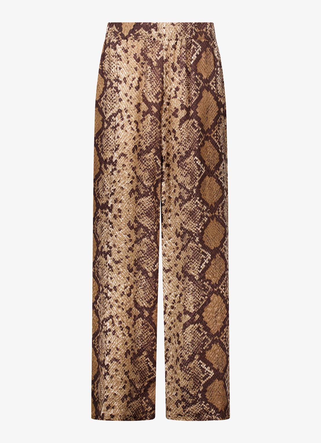 Studio Anneloes Mienke high waist wide fit pantalon met slangenprint - voorkant 2 bruin