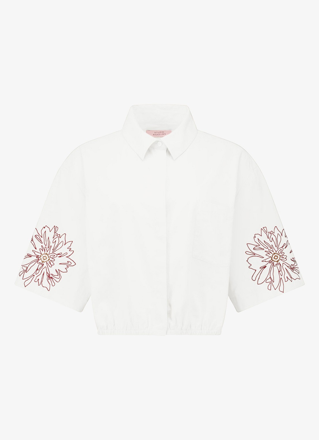 Studio Anneloes Noleste cropped blouse met borduring - voorkant 4 wit