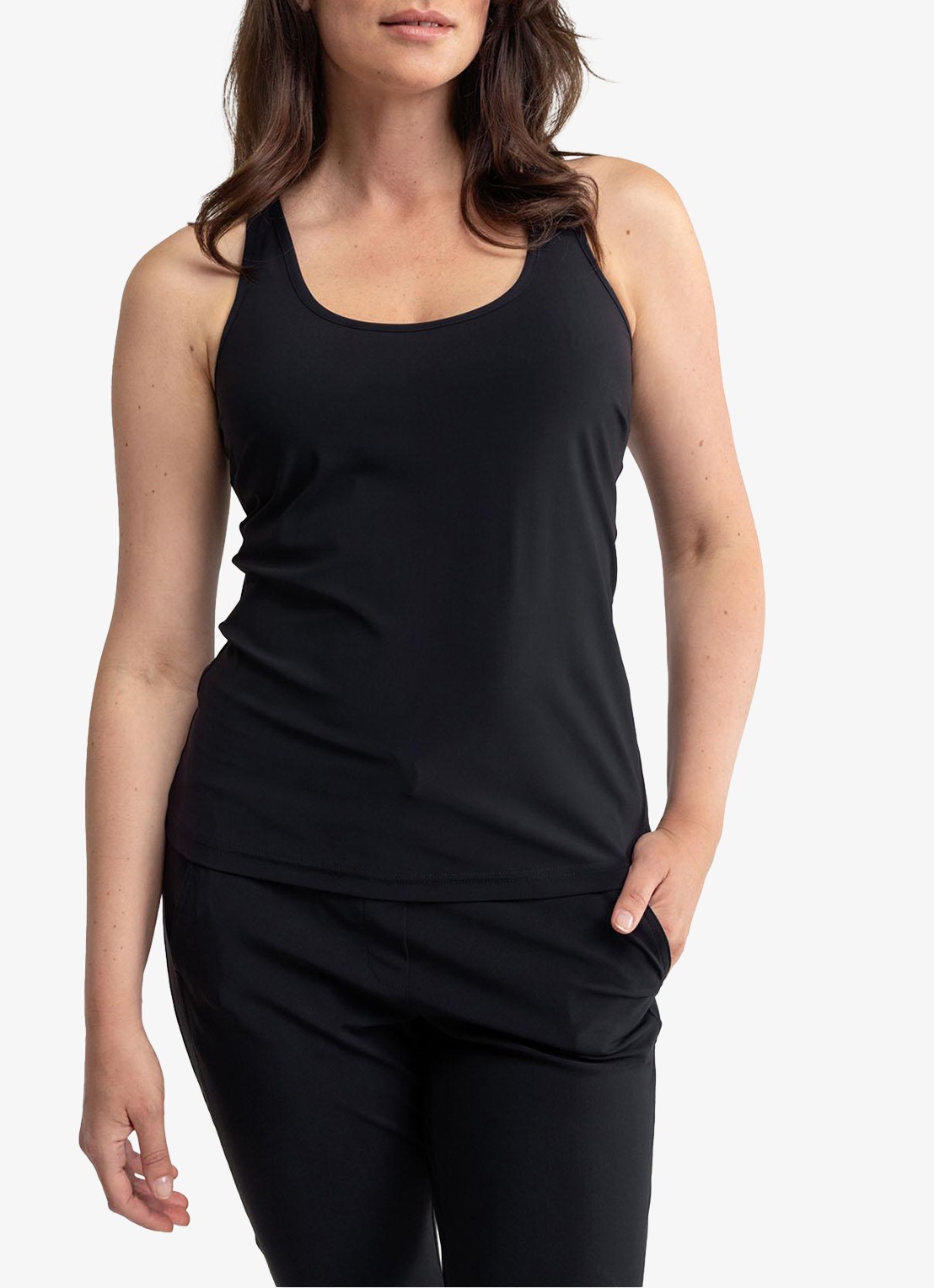 Studio Anneloes Nova tanktop met ronde hals - detail zwart