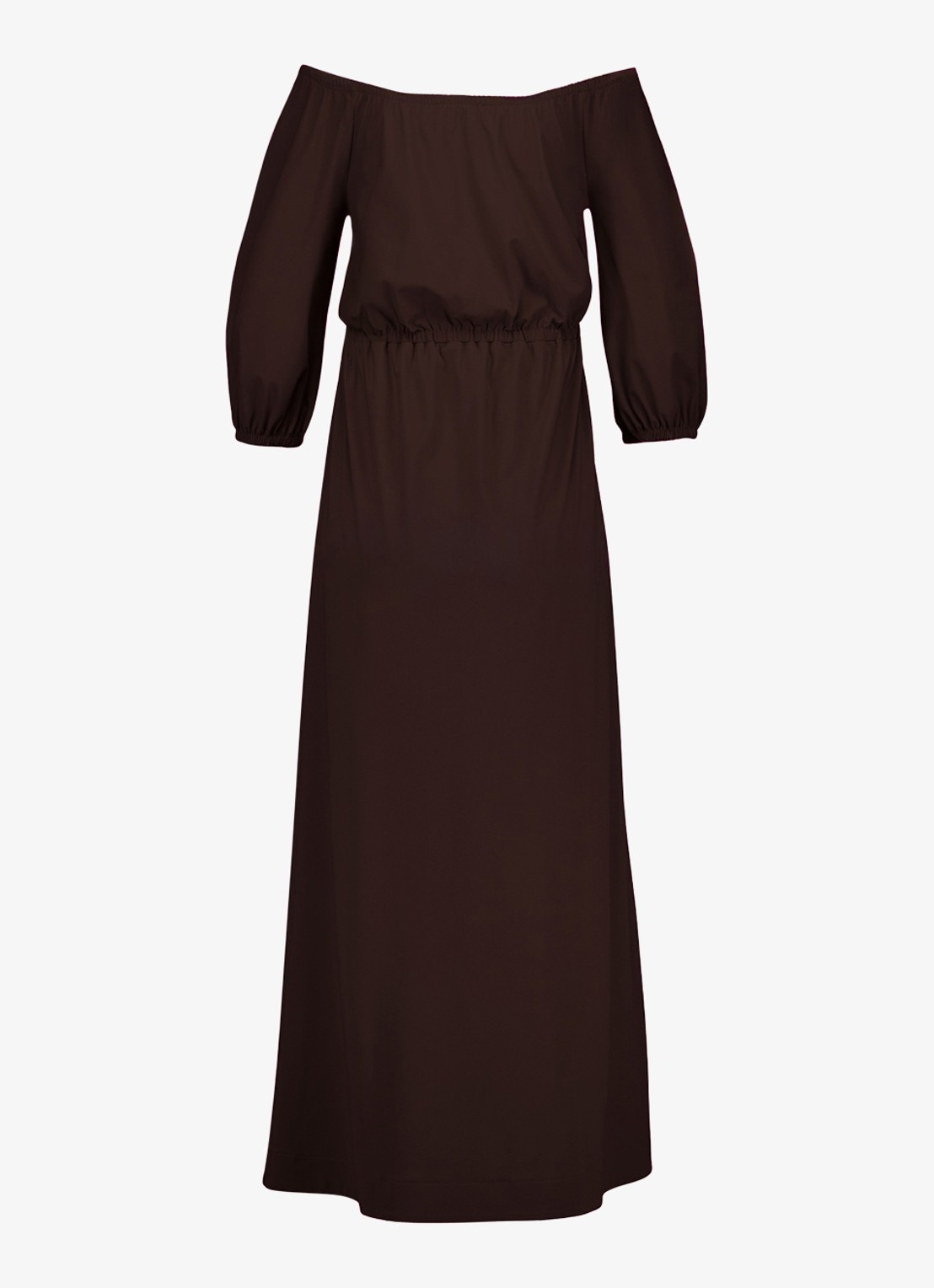 Studio Anneloes Off shoulder midi jurk met stretch - achterkant bruin