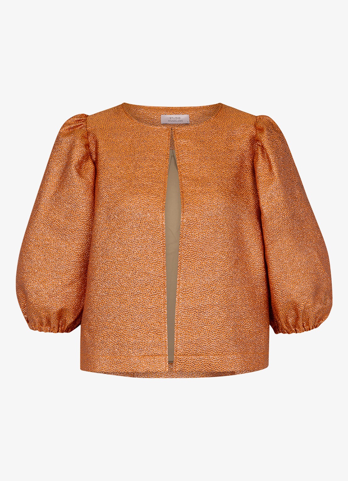 Studio Anneloes Plien tuniek met pofmouw - voorkant 2 orange
