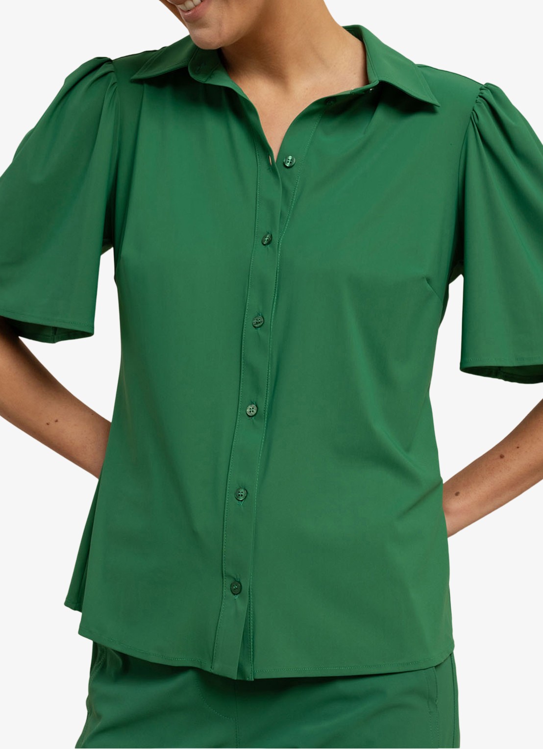 Studio Anneloes Poppy blouse met kraag - detail groen