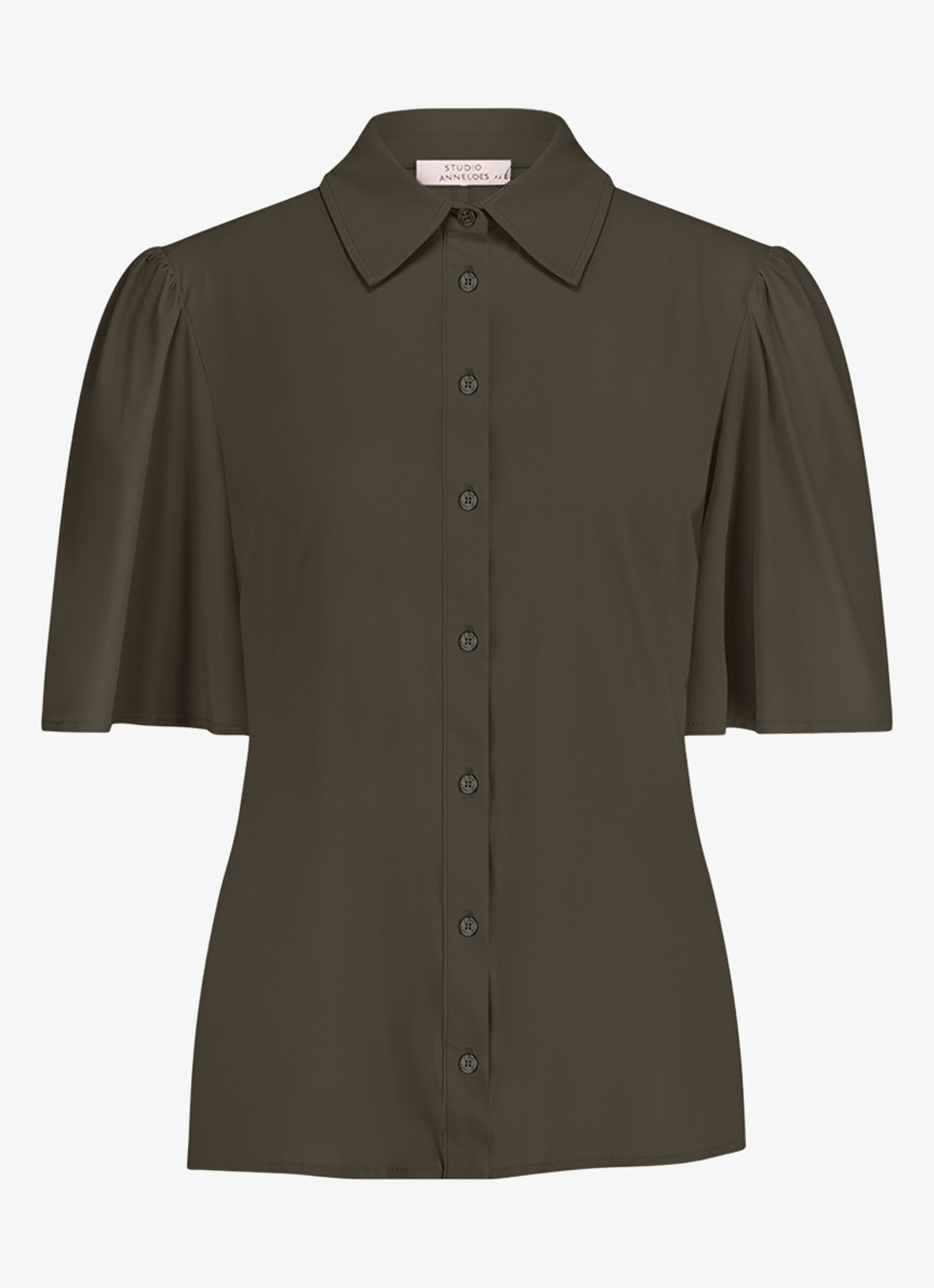 Studio Anneloes Poppy blouse met kraag - voorkant groen