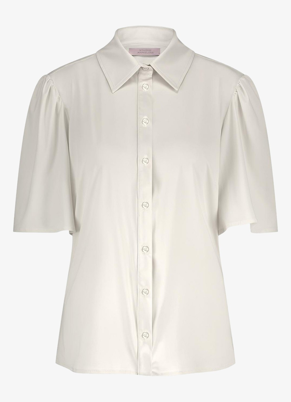 Studio Anneloes Poppy blouse van travelstof met vlindermouw - voorkant gebroken wit