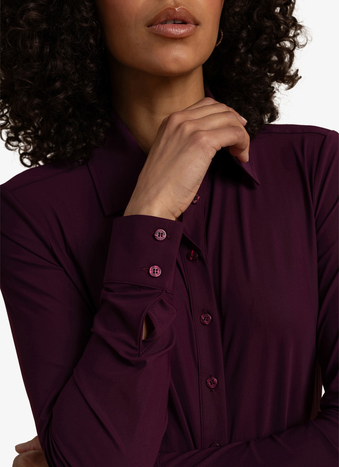 Studio Anneloes Poppy blouse - detail 2 aubergine