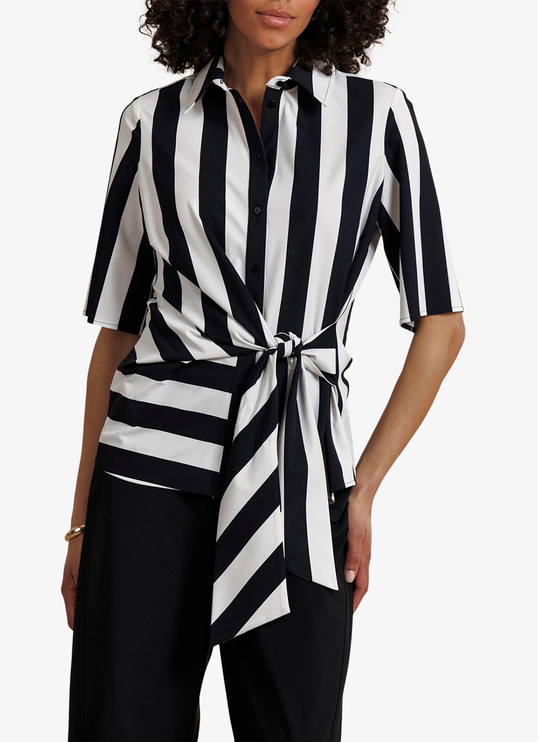 Studio Anneloes Reda stripe butterfly blouse met gestrikt detail en streepprint - detail 2 multicolor