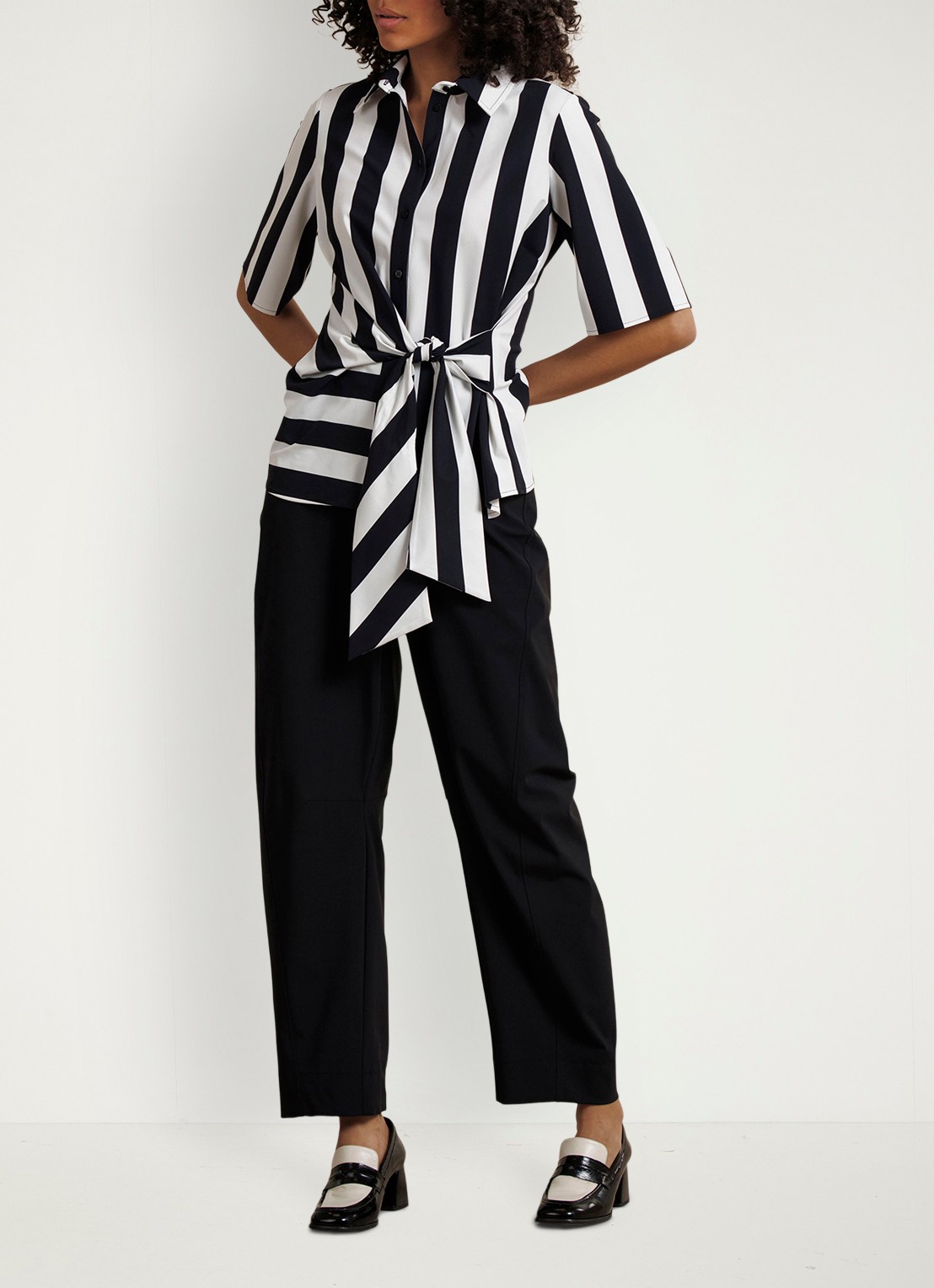 Studio Anneloes Reda stripe butterfly blouse met gestrikt detail en streepprint - voorkant 5 multicolor