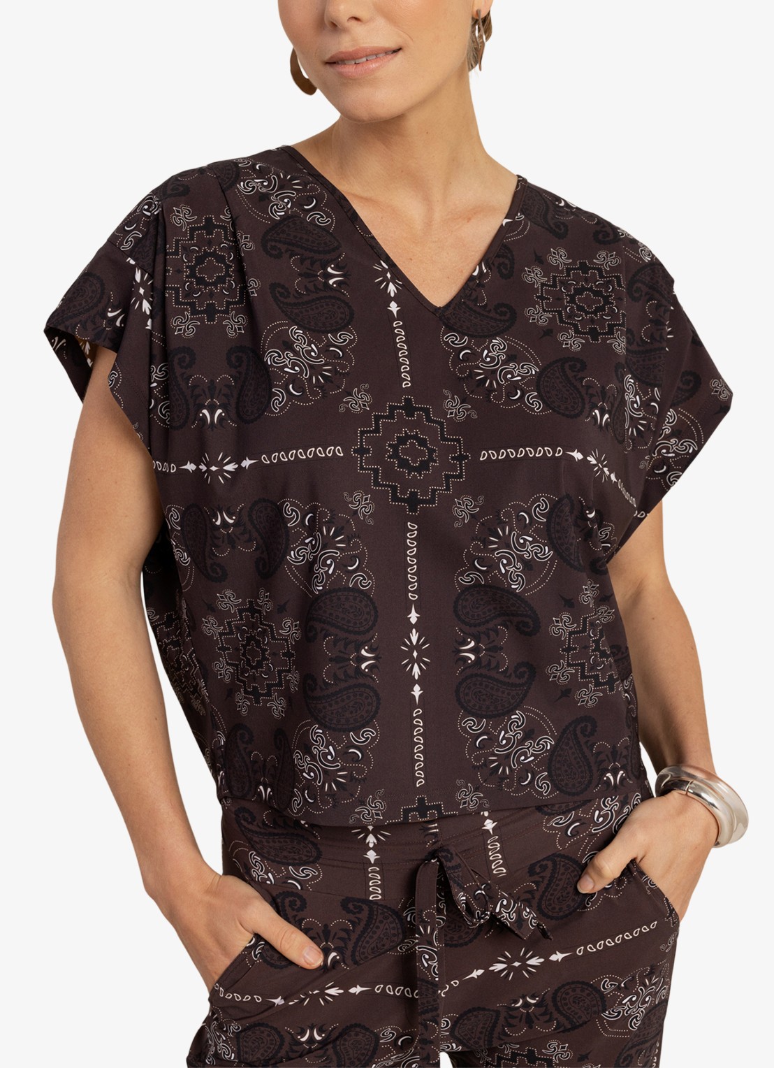 Studio Anneloes Renske top met paisley print - detail 4 bruin