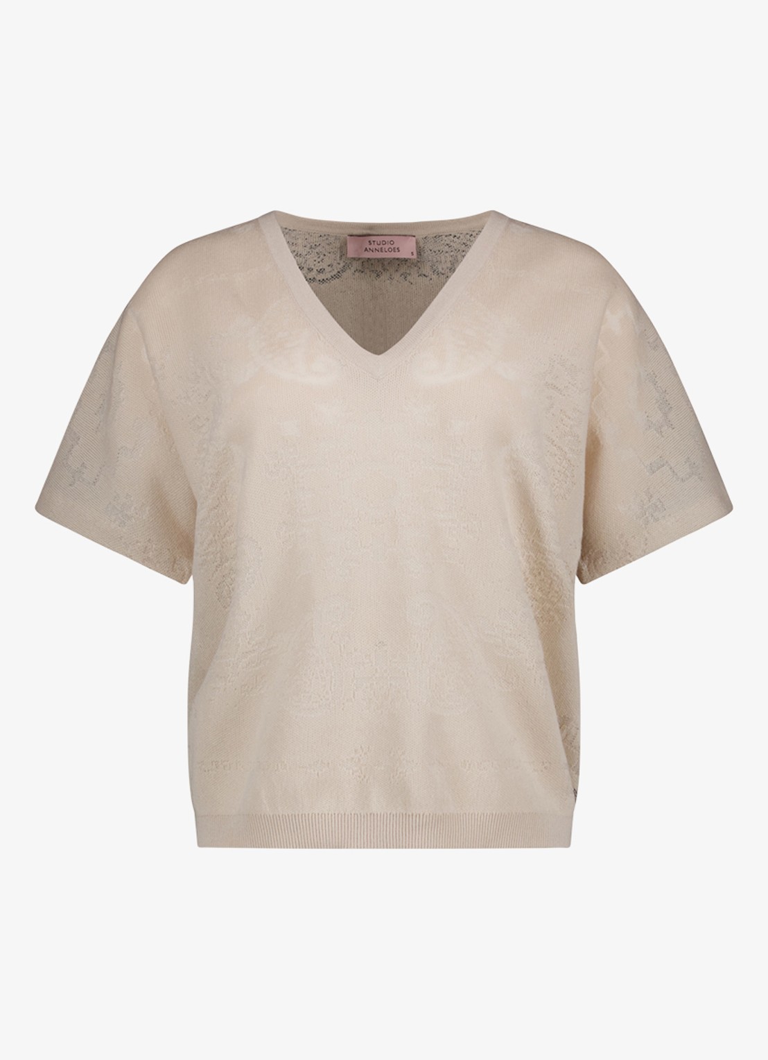Studio Anneloes Robin top met V-hals - voorkant 2 creme