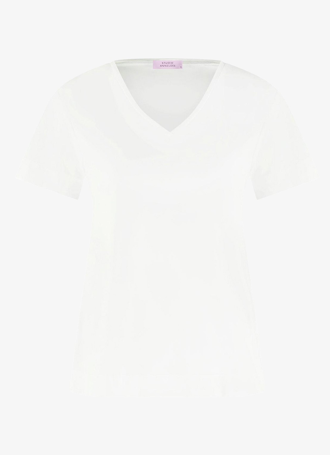 Studio Anneloes Roller T-shirt met V-hals - voorkant wit
