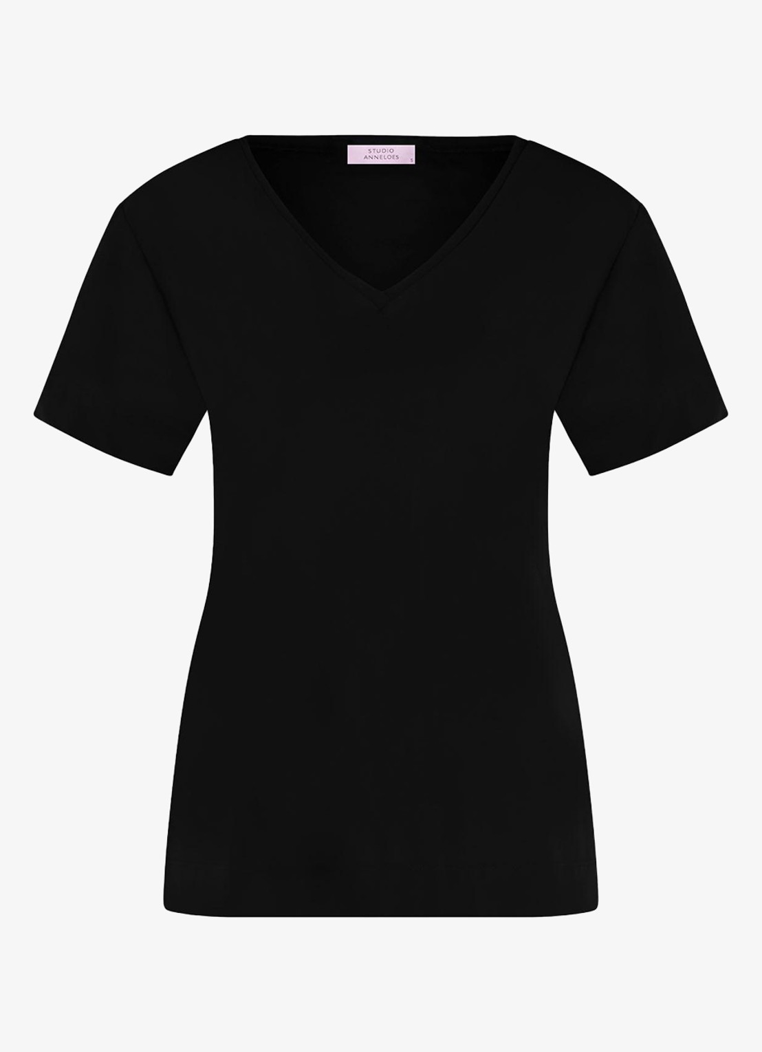 Studio Anneloes Roller T-shirt met V-hals - voorkant 2 zwart