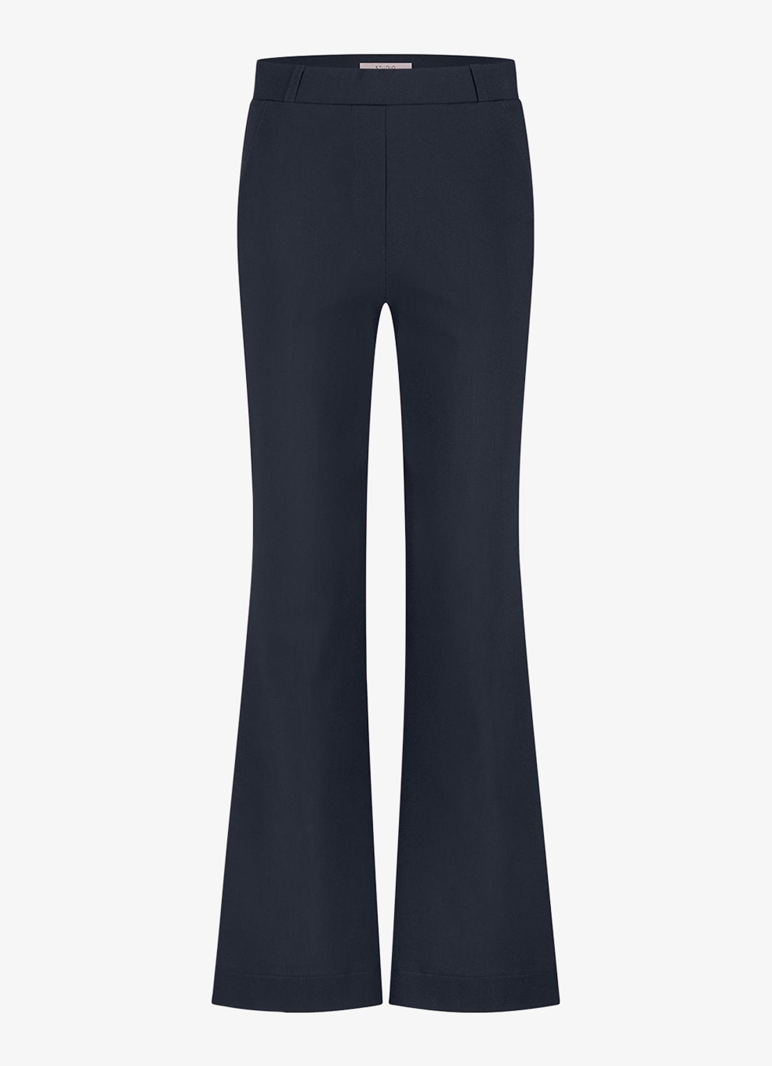 Studio Anneloes Sally mid waist flared fit broek van travelstof - voorkant 2 blauw