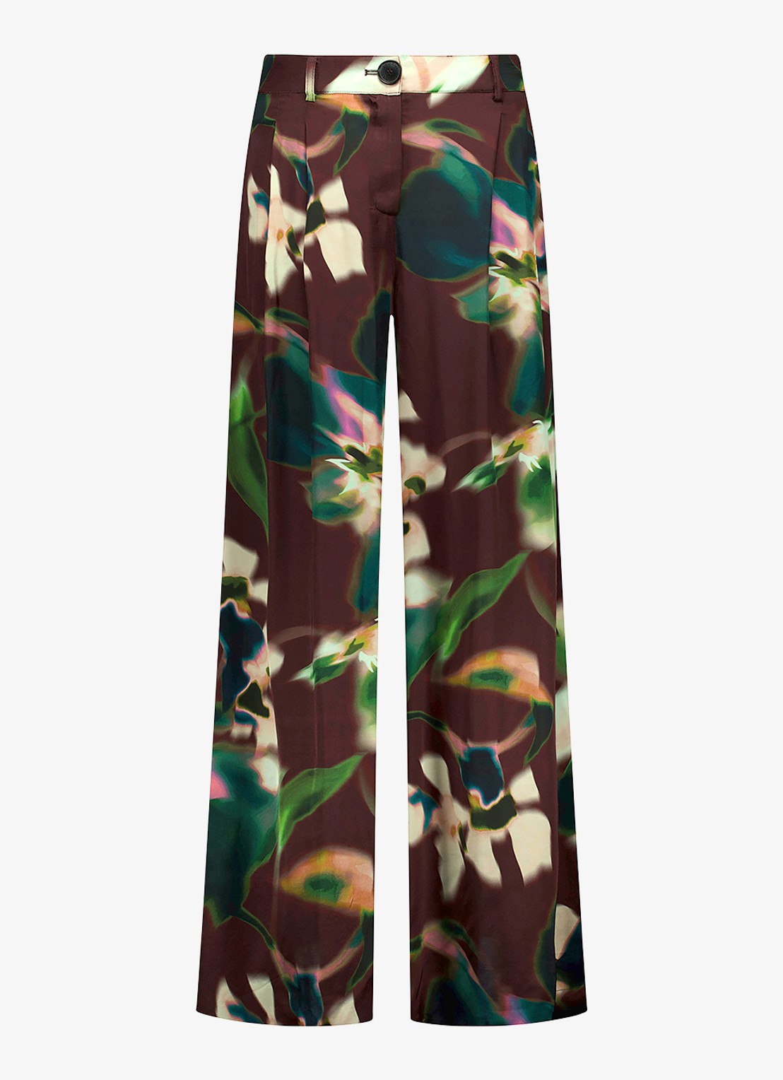 Studio Anneloes Sien loose fit pantalon met print  - voorkant 2 donkerbruin