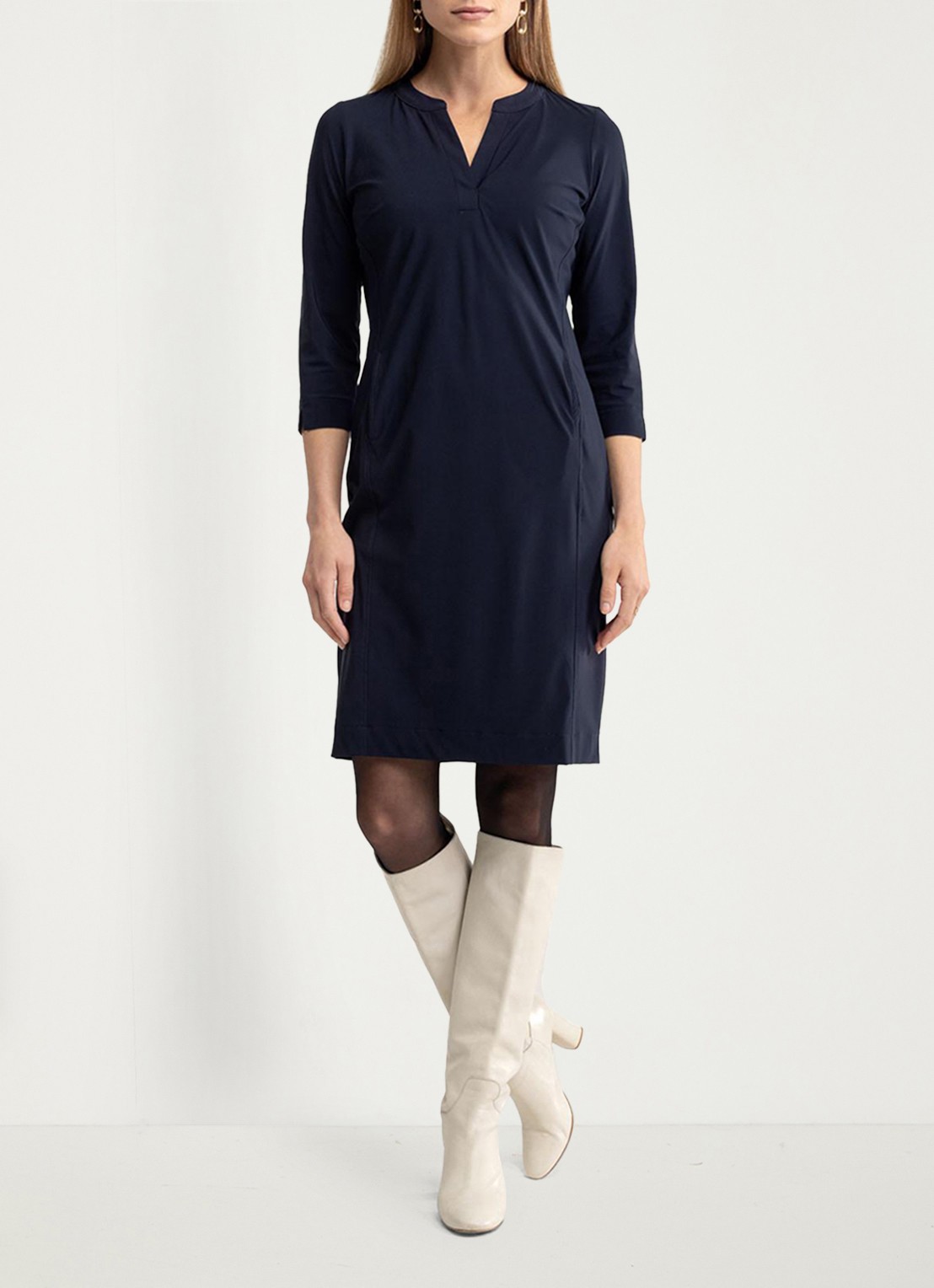 Studio Anneloes Simplicity mini tuniekjurk met steekzakken - voorkant 4 donkerblauw