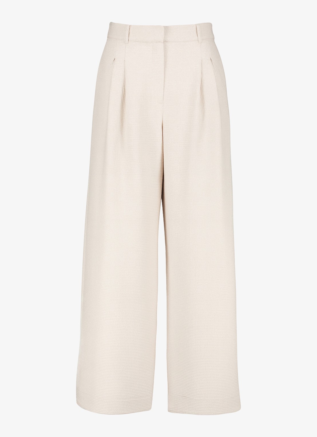 Studio Anneloes Sky high waist wide fit pantalon met structuur - voorkant creme