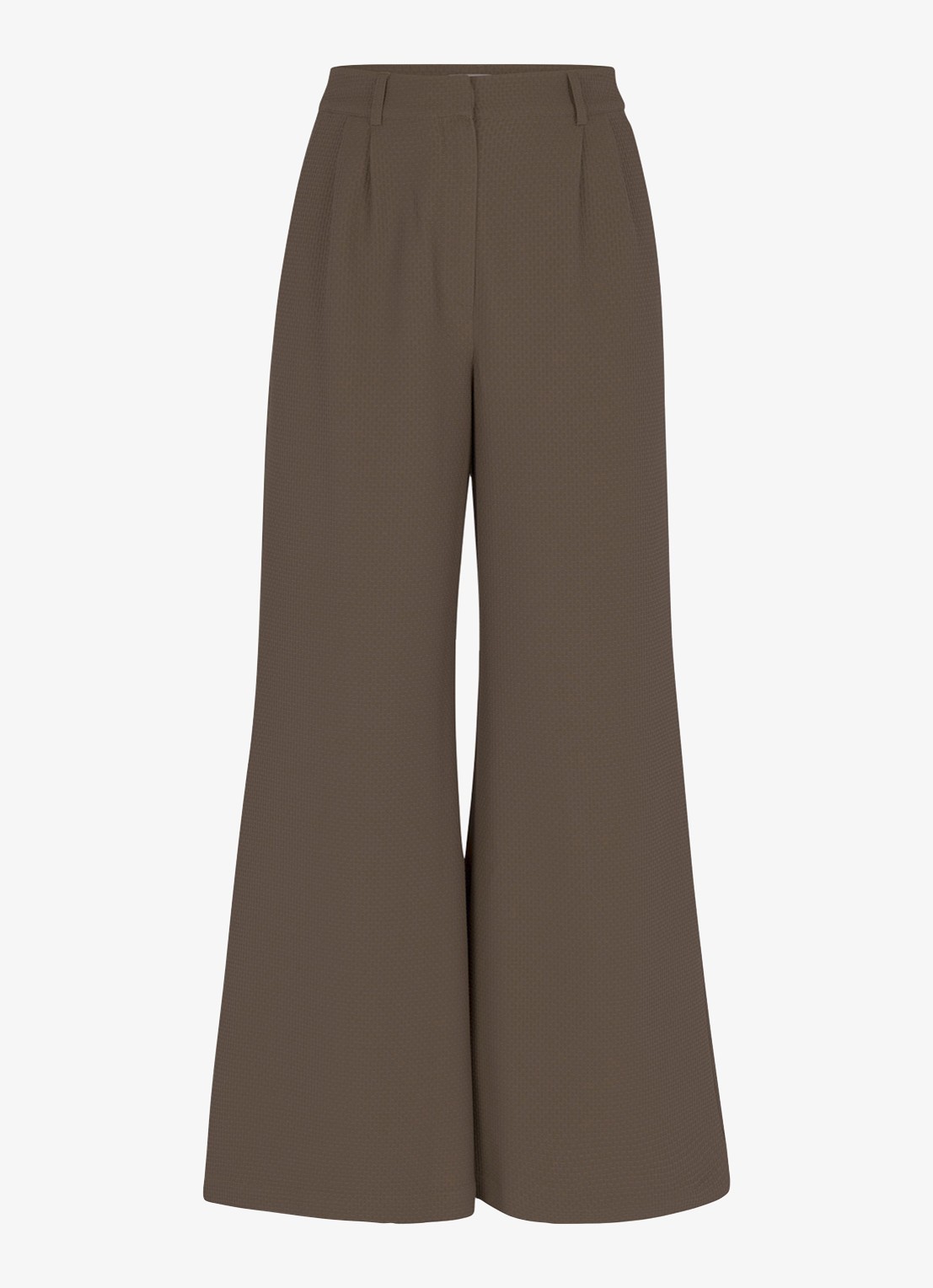 Studio Anneloes Skye high waist wide fit pantalon met structuur - voorkant 3 bruin
